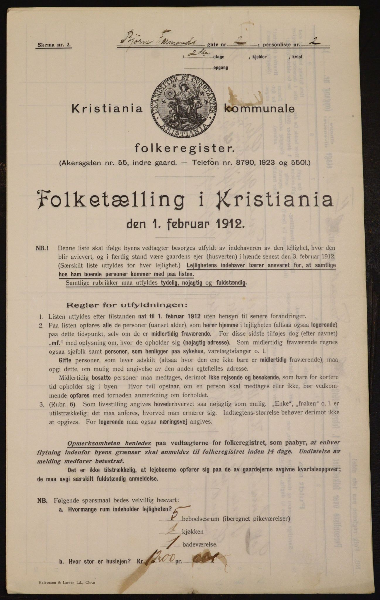 OBA, Municipal Census 1912 for Kristiania, 1912, p. 6450