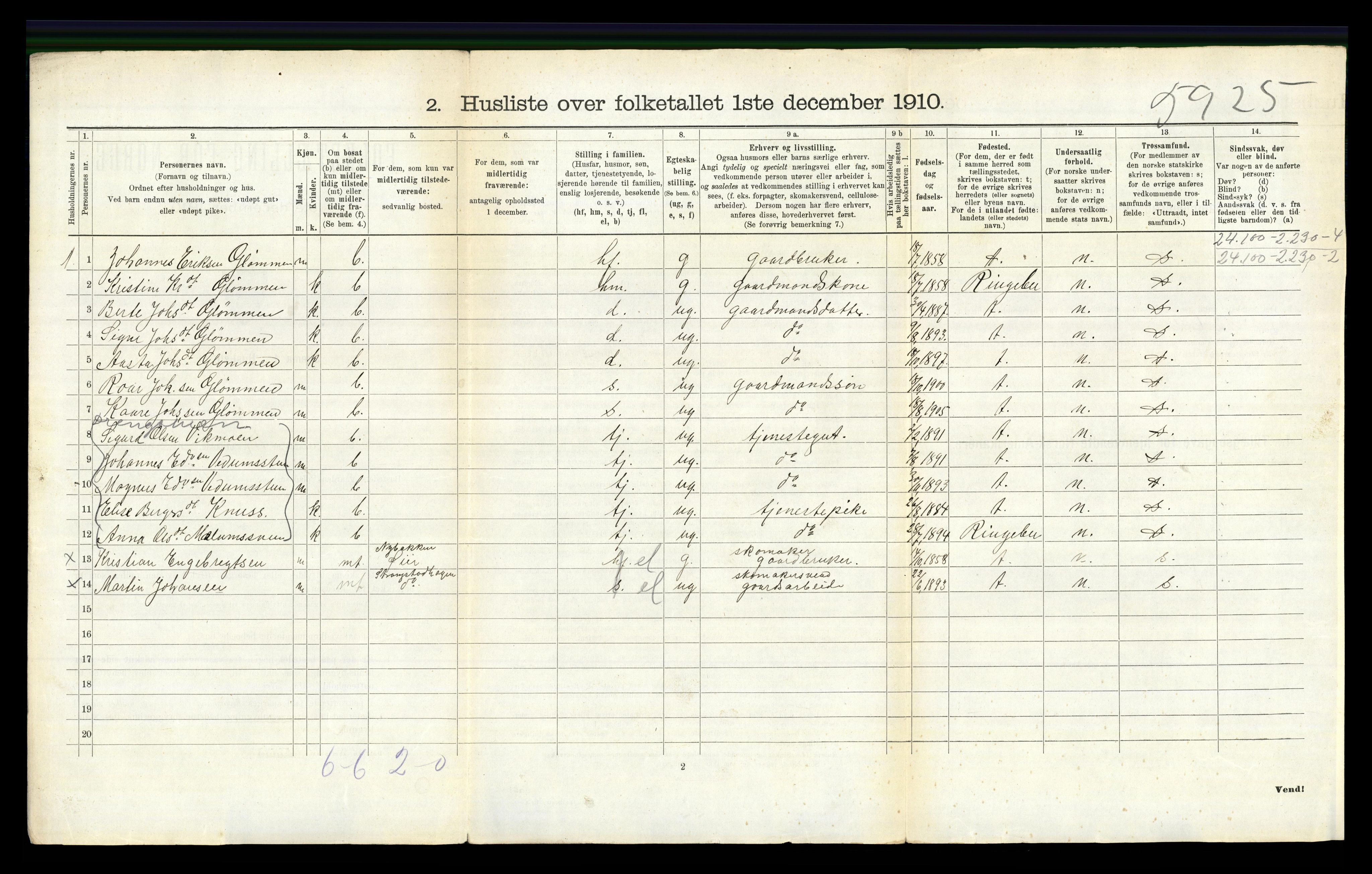 RA, 1910 census for Øyer, 1910, p. 798