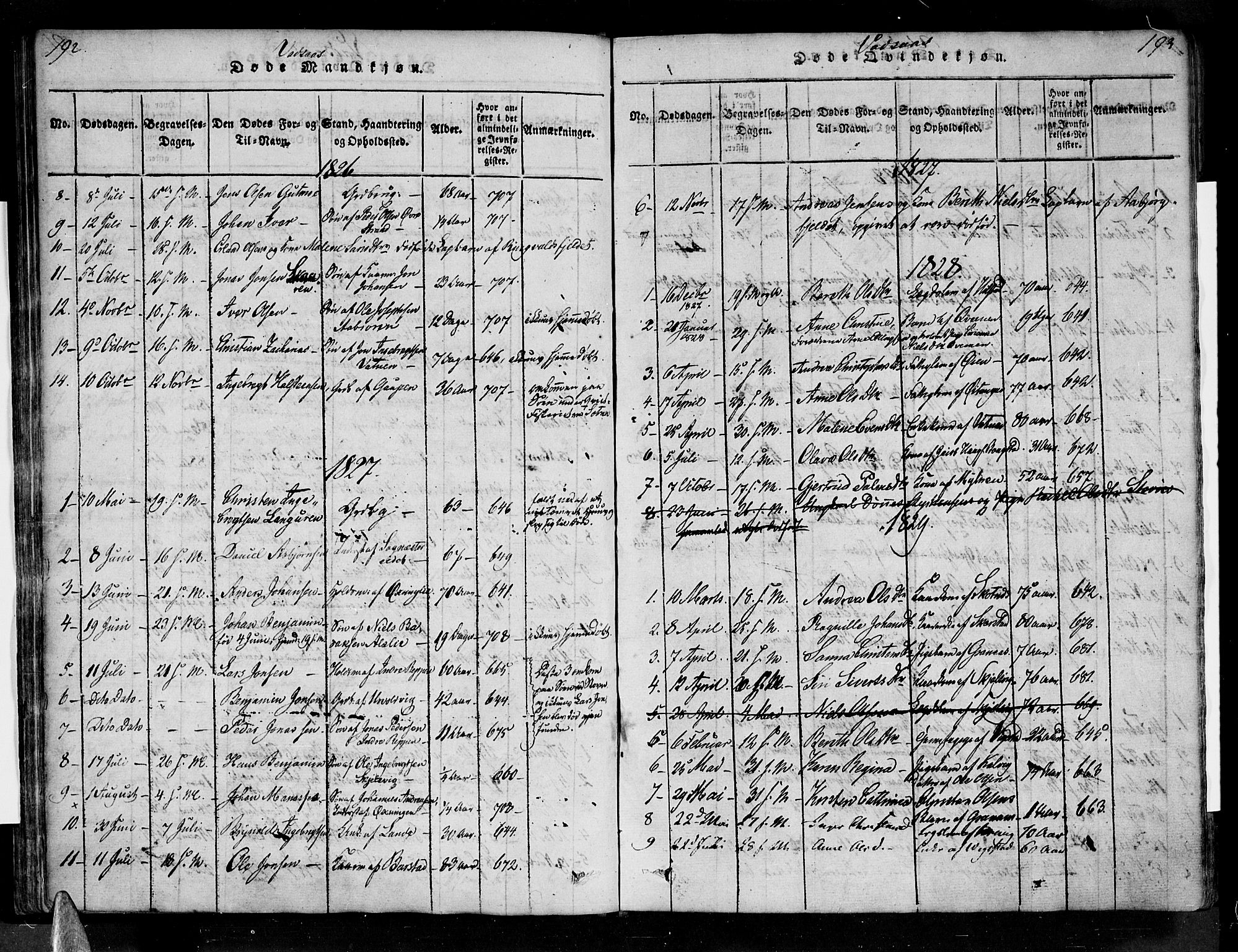 Ministerialprotokoller, klokkerbøker og fødselsregistre - Nordland, AV/SAT-A-1459/810/L0142: Parish register (official) no. 810A06 /1, 1819-1841, p. 192-193