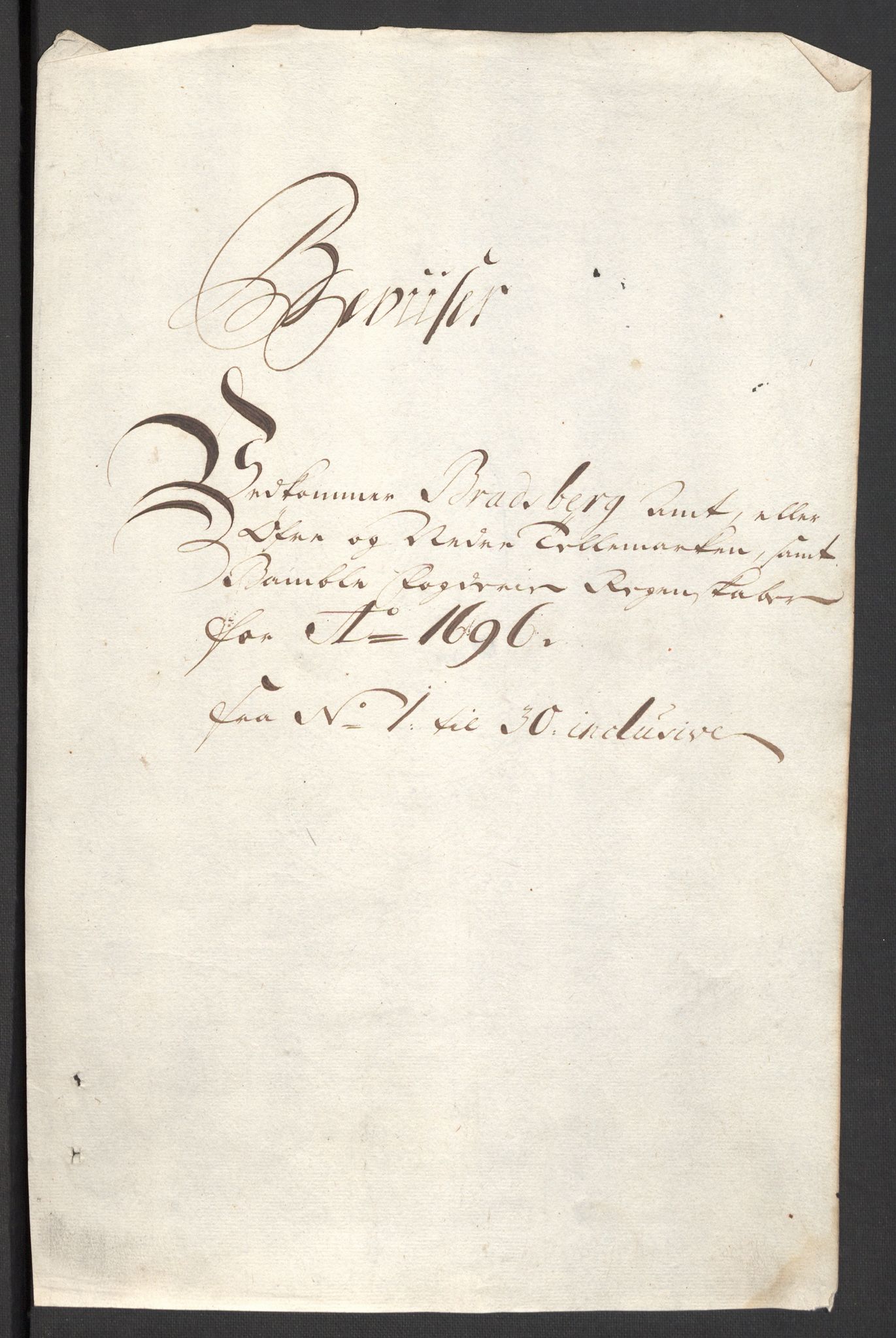 Rentekammeret inntil 1814, Reviderte regnskaper, Fogderegnskap, AV/RA-EA-4092/R36/L2094: Fogderegnskap Øvre og Nedre Telemark og Bamble, 1696, p. 30