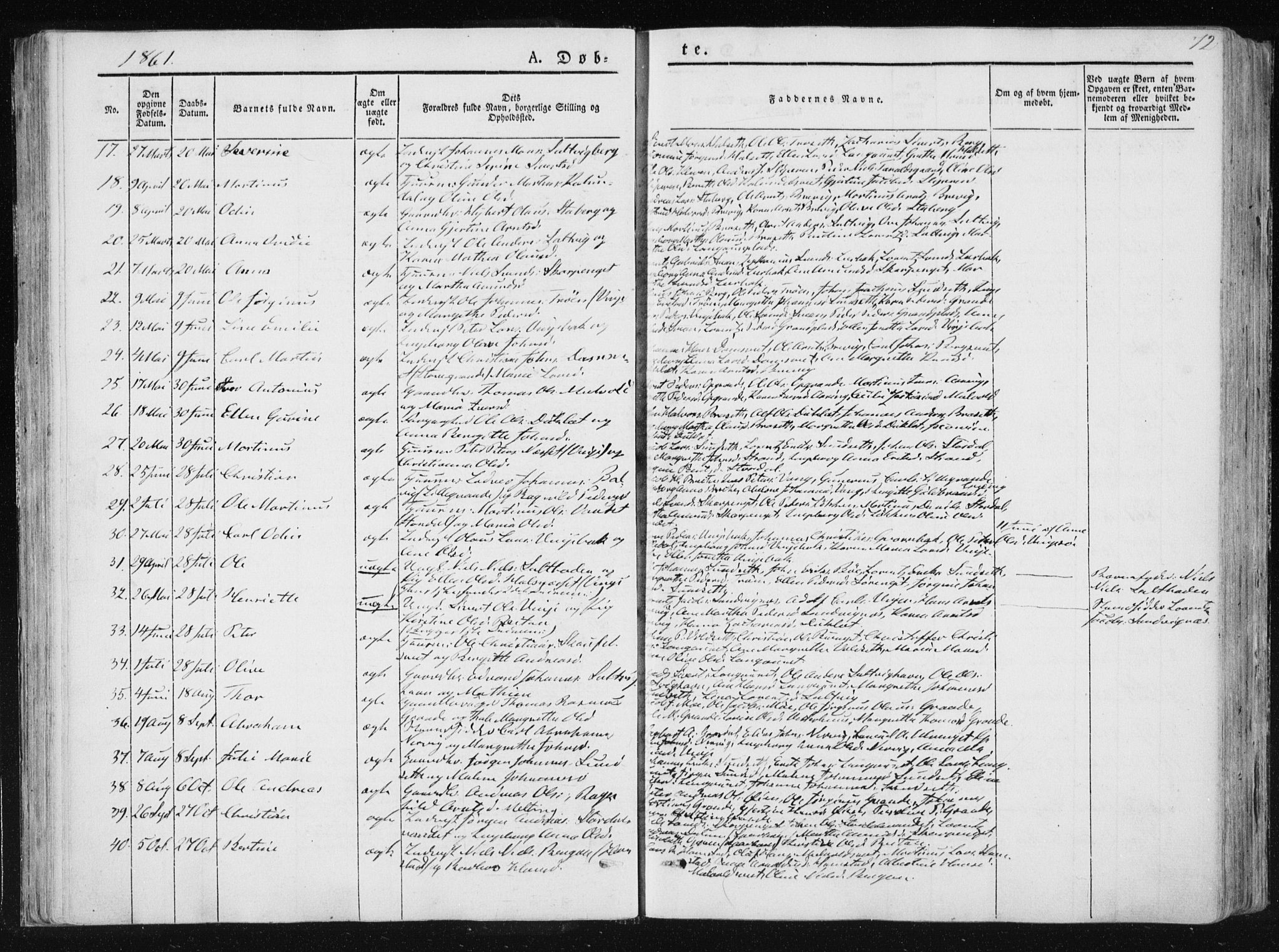 Ministerialprotokoller, klokkerbøker og fødselsregistre - Nord-Trøndelag, SAT/A-1458/733/L0323: Parish register (official) no. 733A02, 1843-1870, p. 72
