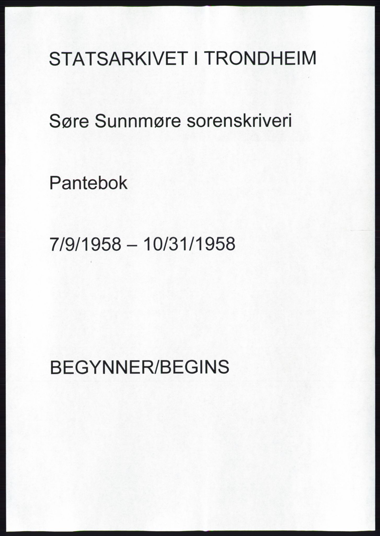 Søre Sunnmøre sorenskriveri, AV/SAT-A-4122/1/2/2C/L0110: Mortgage book no. 36A, 1958-1958