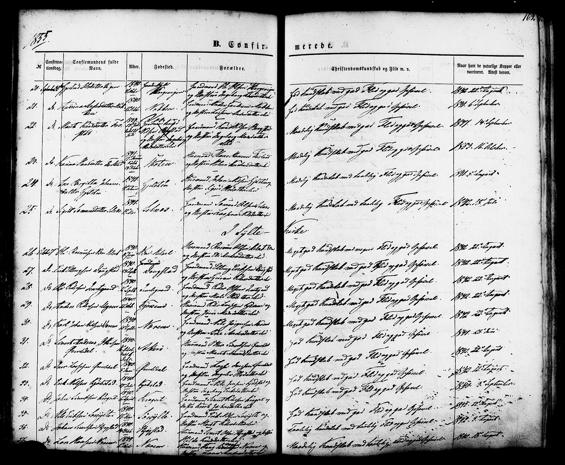 Ministerialprotokoller, klokkerbøker og fødselsregistre - Møre og Romsdal, AV/SAT-A-1454/539/L0529: Parish register (official) no. 539A02, 1848-1872, p. 169