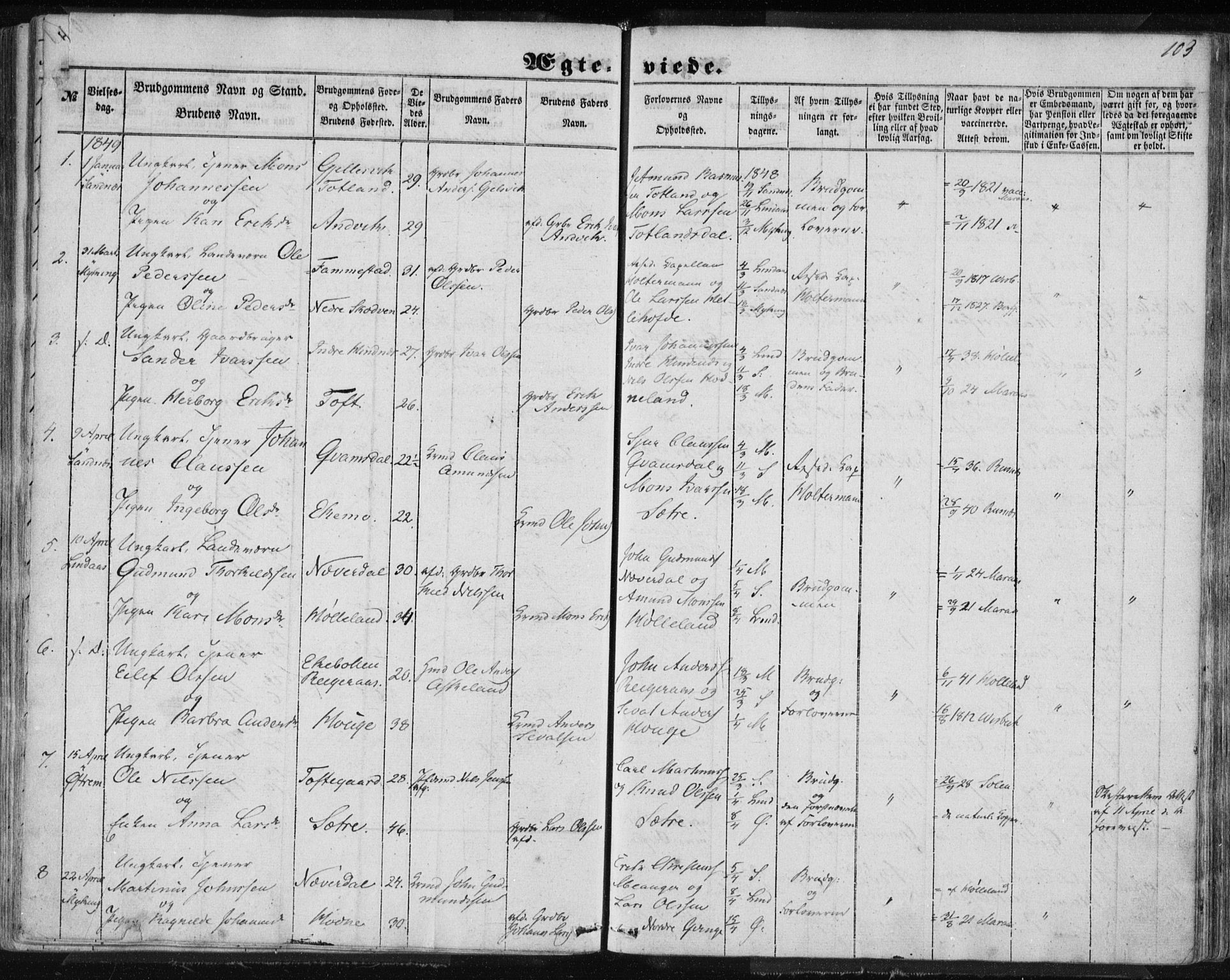 Lindås Sokneprestembete, SAB/A-76701/H/Haa: Parish register (official) no. A 13, 1848-1862, p. 103