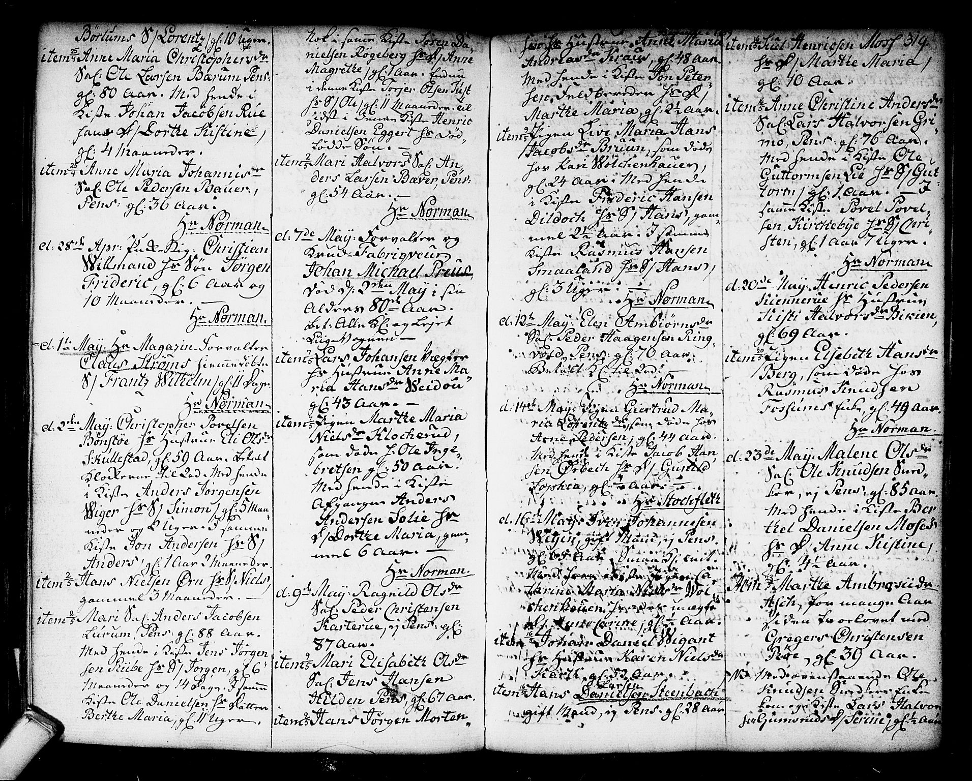 Kongsberg kirkebøker, AV/SAKO-A-22/F/Fa/L0006: Parish register (official) no. I 6, 1783-1797, p. 319