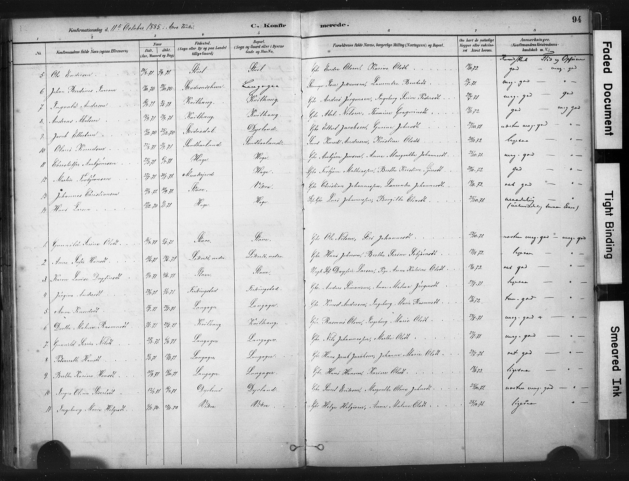 Skudenes sokneprestkontor, SAST/A -101849/H/Ha/Haa/L0010: Parish register (official) no. A 7, 1882-1912, p. 94