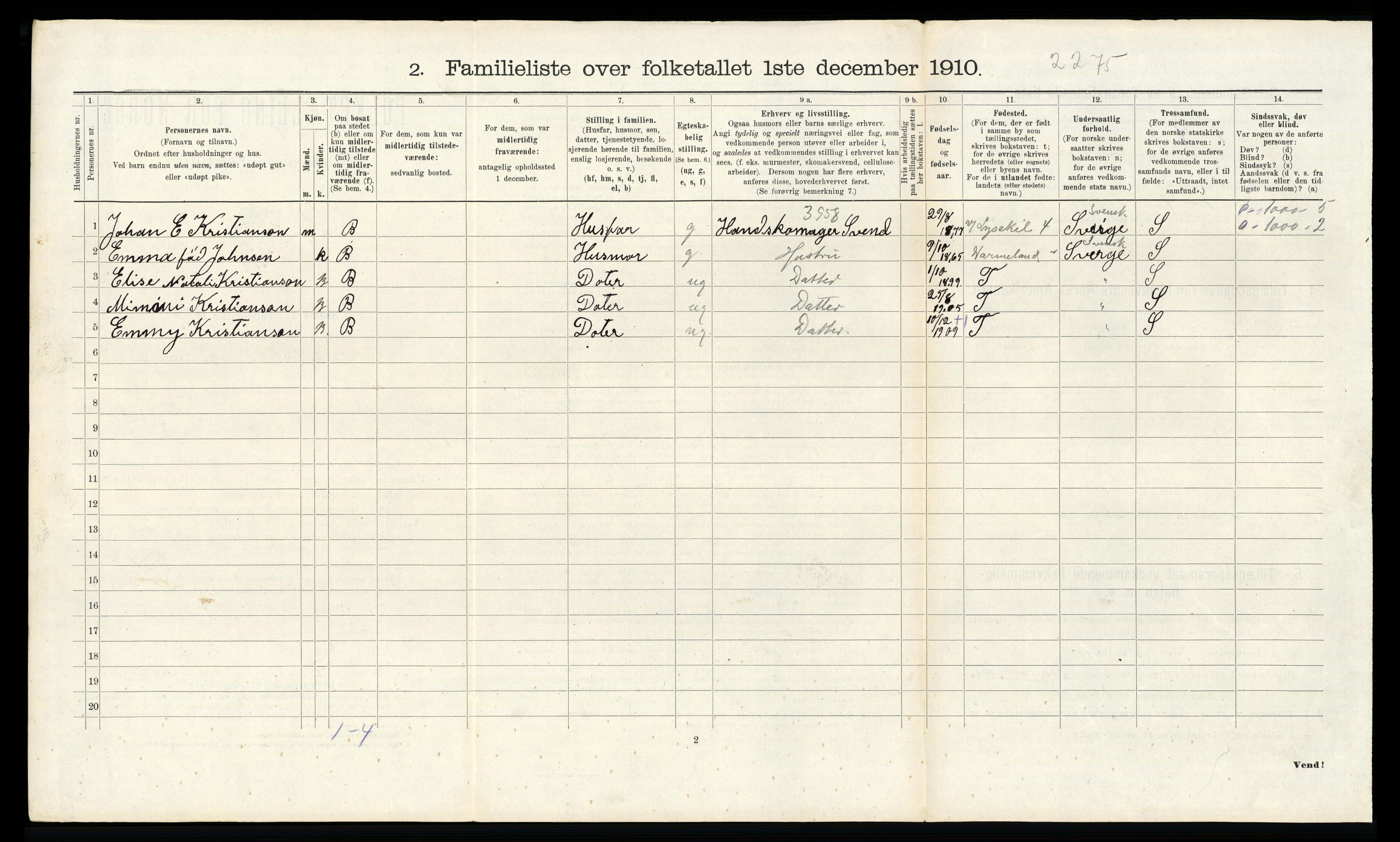 RA, 1910 census for Fredrikshald, 1910, p. 1405