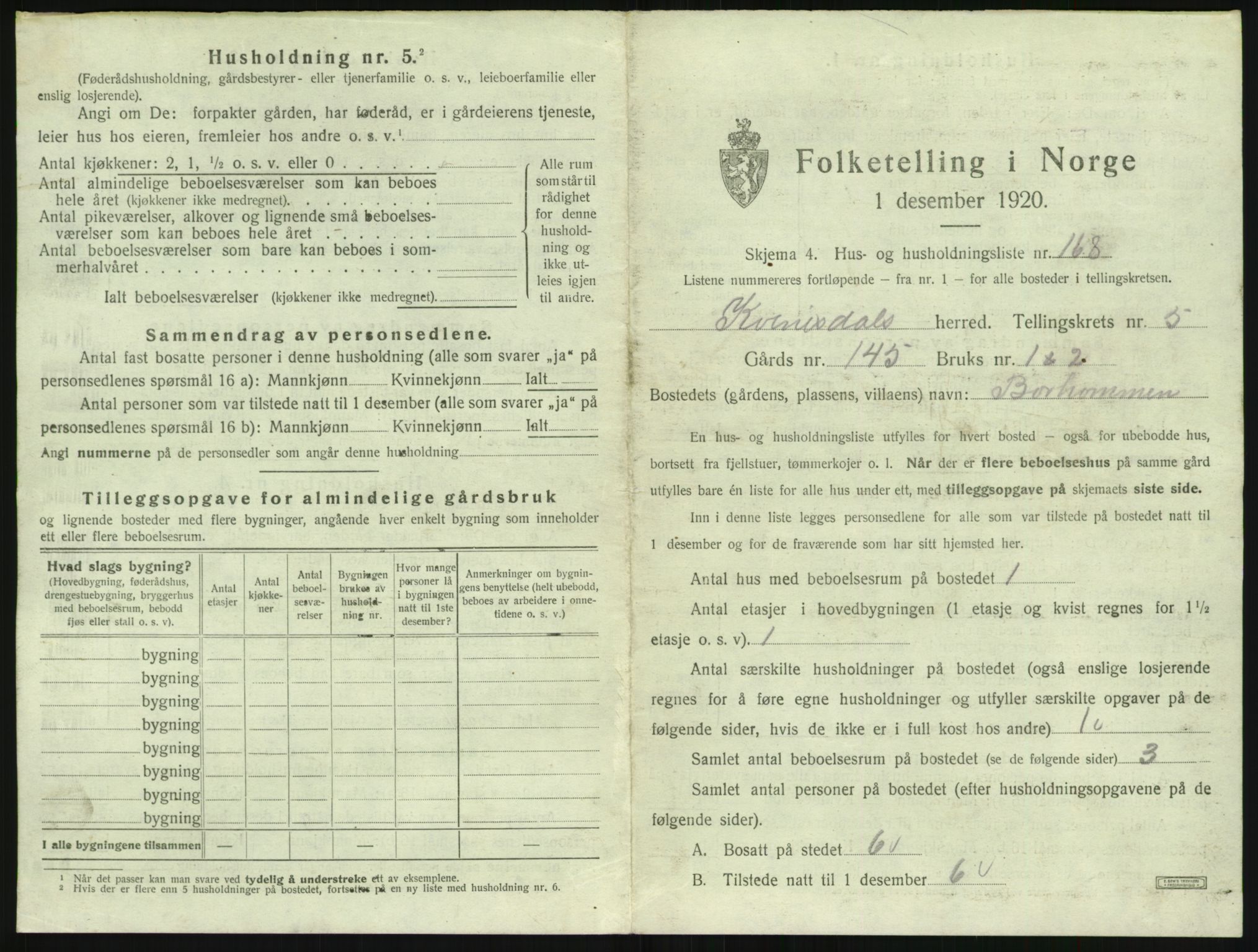 SAK, 1920 census for Kvinesdal, 1920, p. 1347