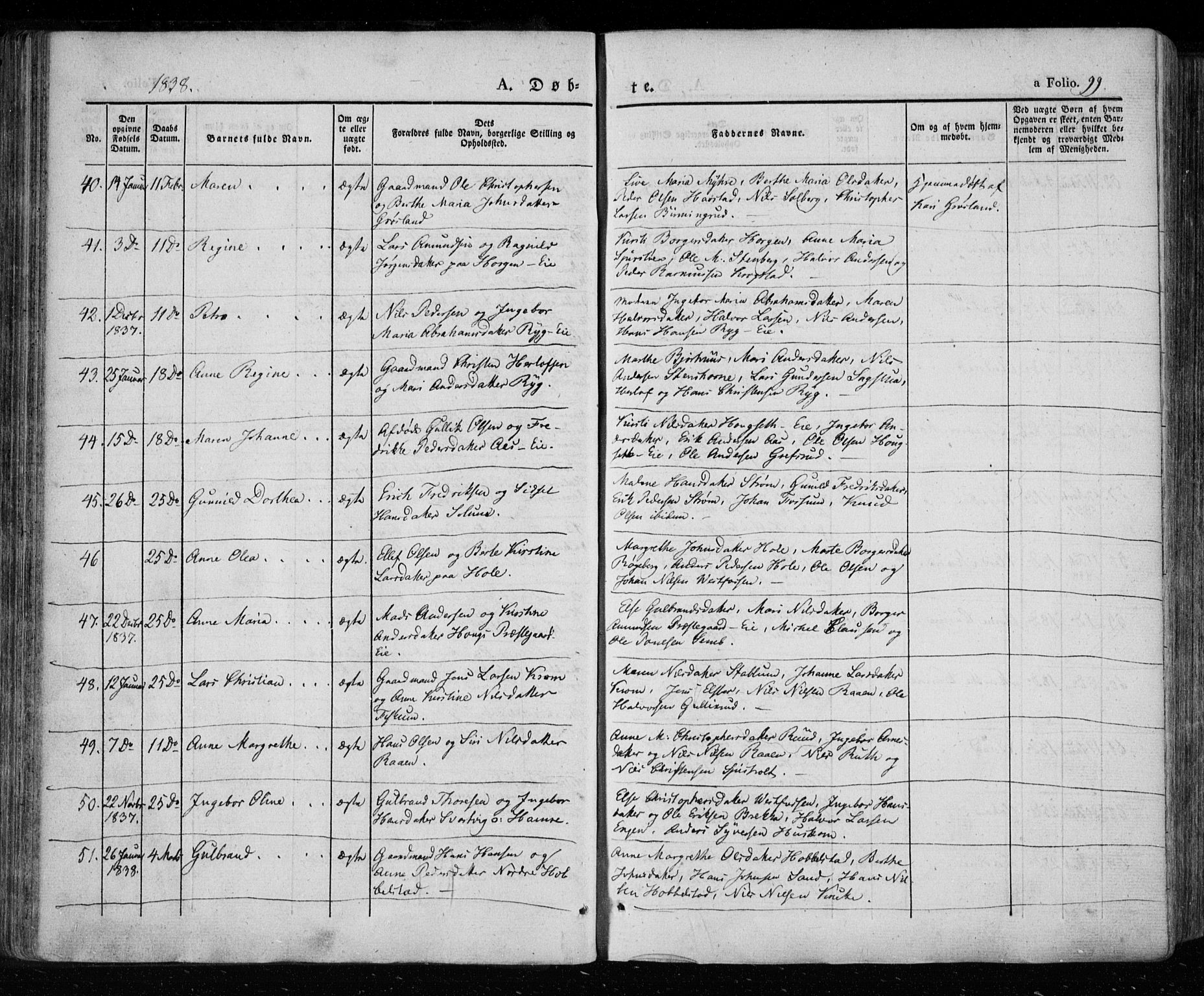 Eiker kirkebøker, SAKO/A-4/F/Fa/L0013a: Parish register (official) no. I 13A, 1832-1845, p. 99