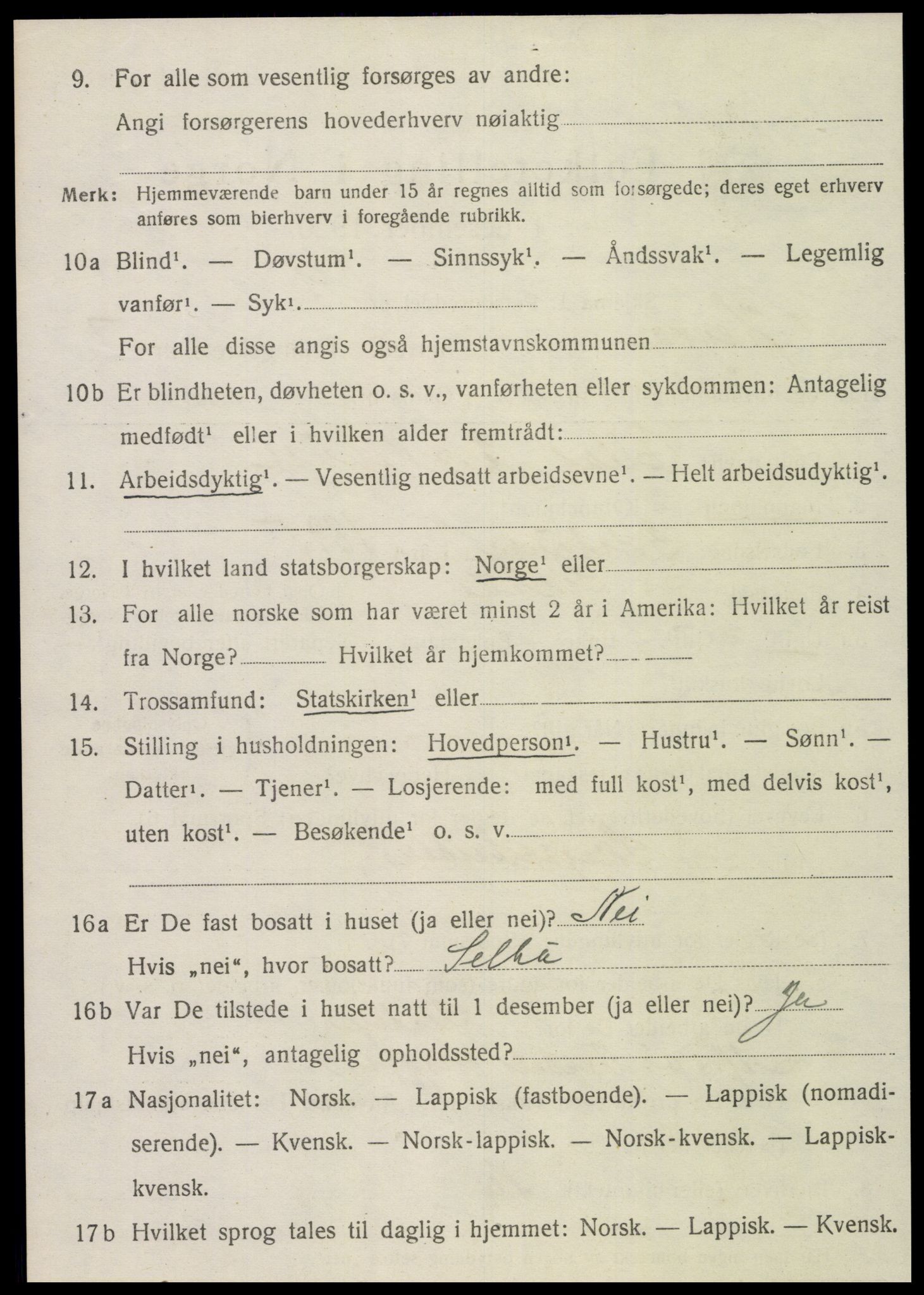 SAT, 1920 census for Hegra, 1920, p. 5581