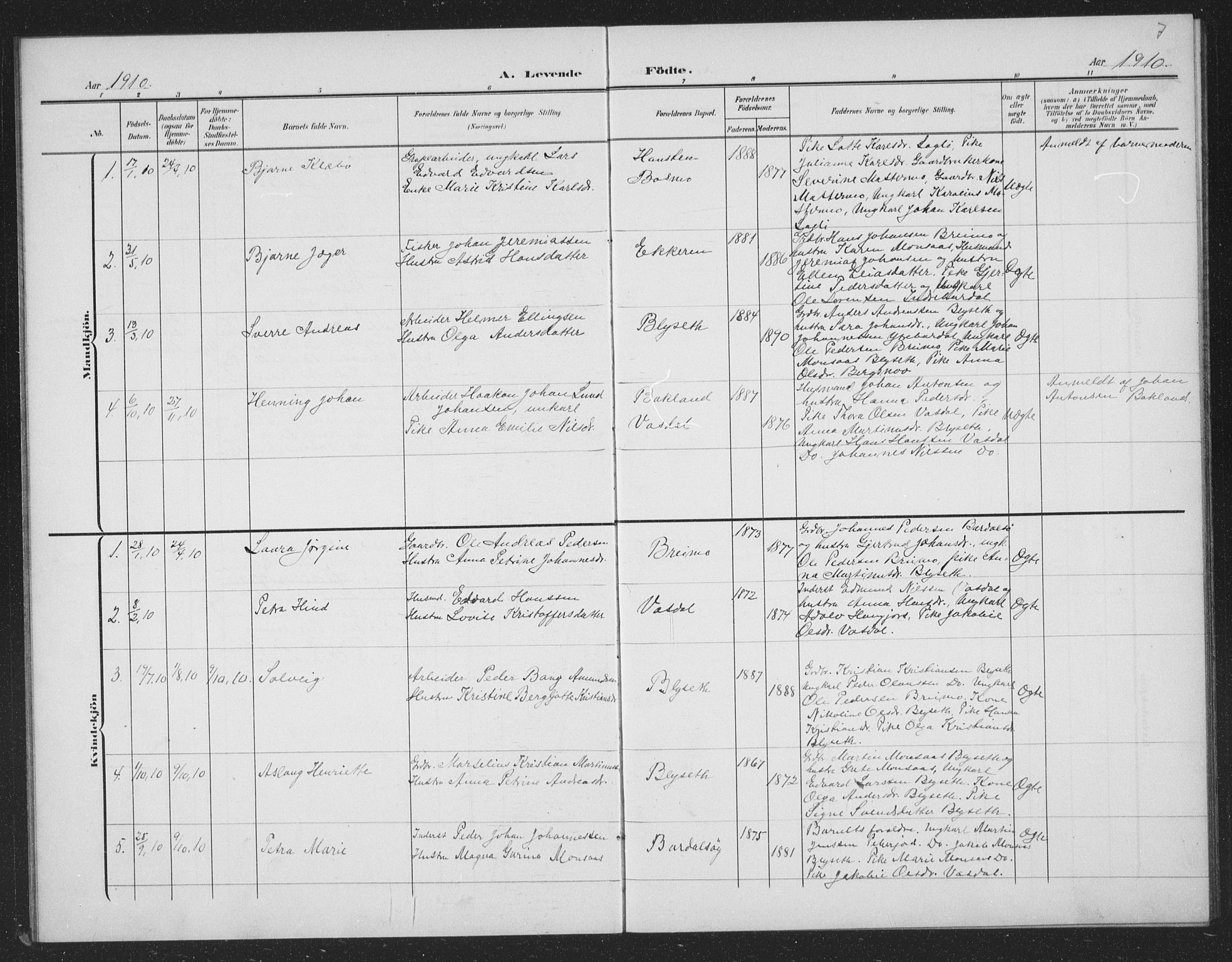 Ministerialprotokoller, klokkerbøker og fødselsregistre - Nordland, AV/SAT-A-1459/833/L0502: Parish register (copy) no. 833C01, 1906-1934, p. 7