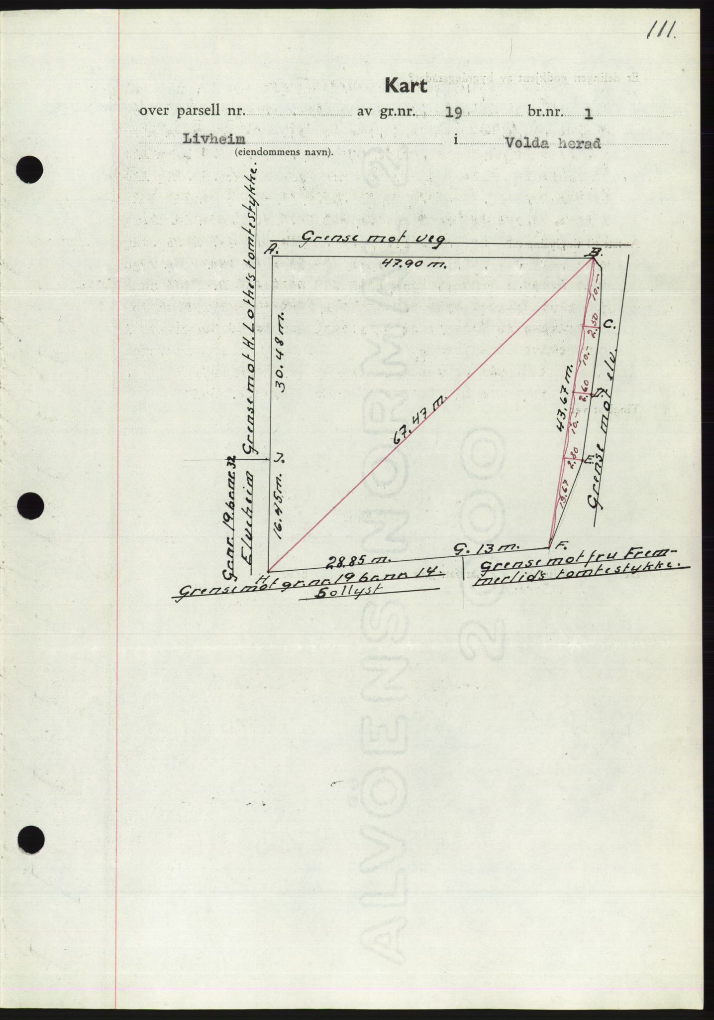 Søre Sunnmøre sorenskriveri, AV/SAT-A-4122/1/2/2C/L0071: Mortgage book no. 65, 1941-1941, Diary no: : 331/1941