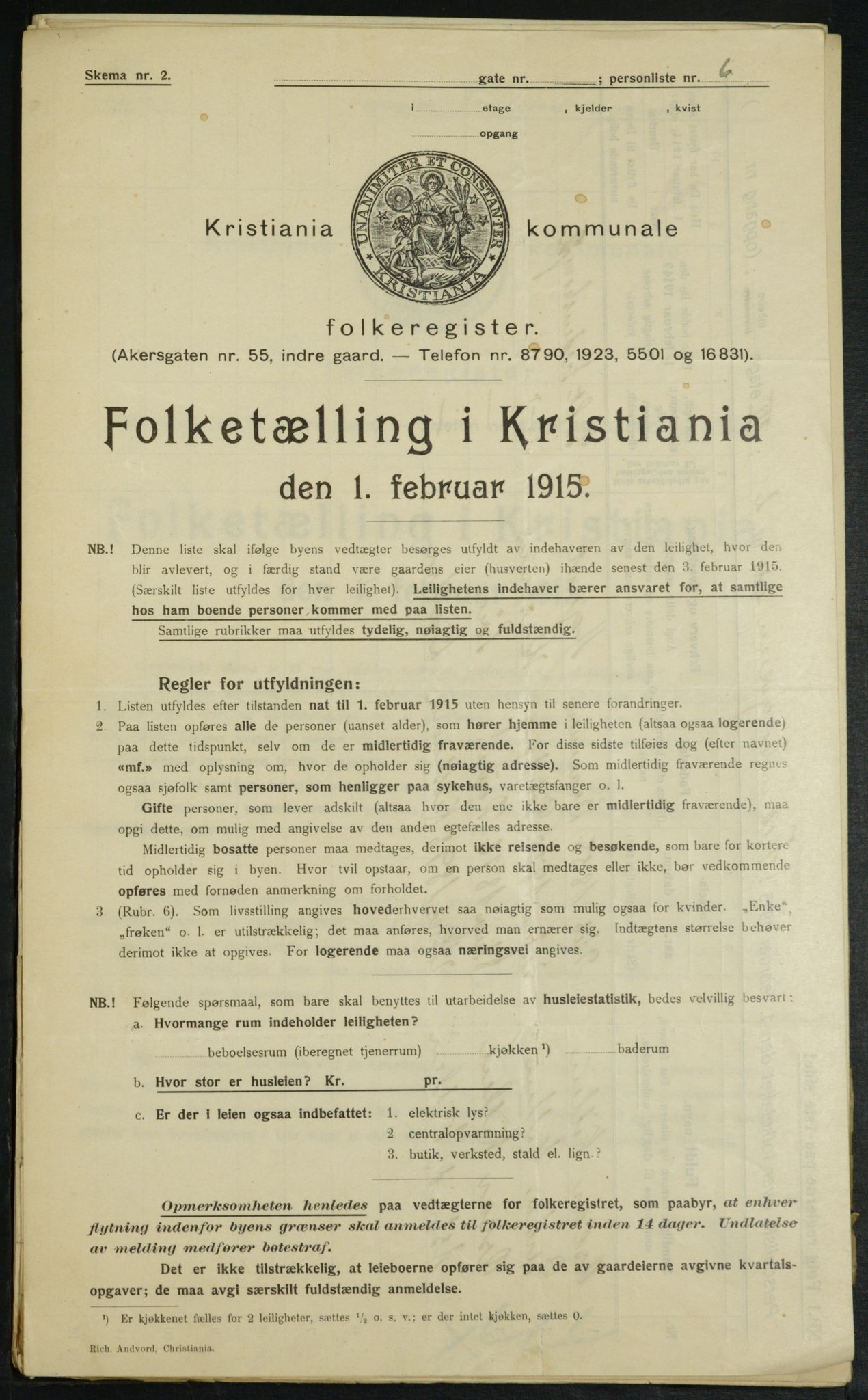 OBA, Municipal Census 1915 for Kristiania, 1915, p. 25043