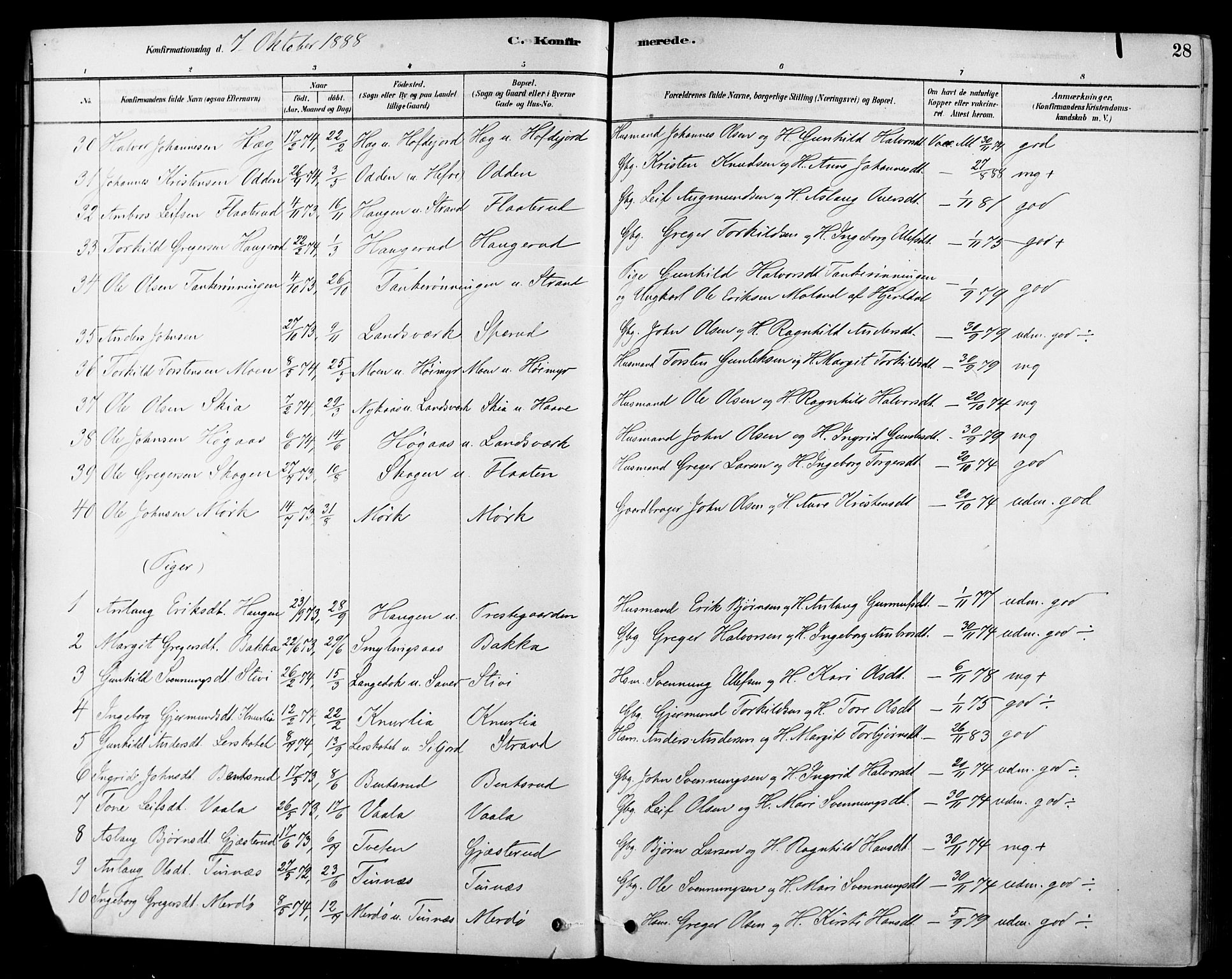 Heddal kirkebøker, AV/SAKO-A-268/F/Fa/L0009: Parish register (official) no. I 9, 1878-1903, p. 28