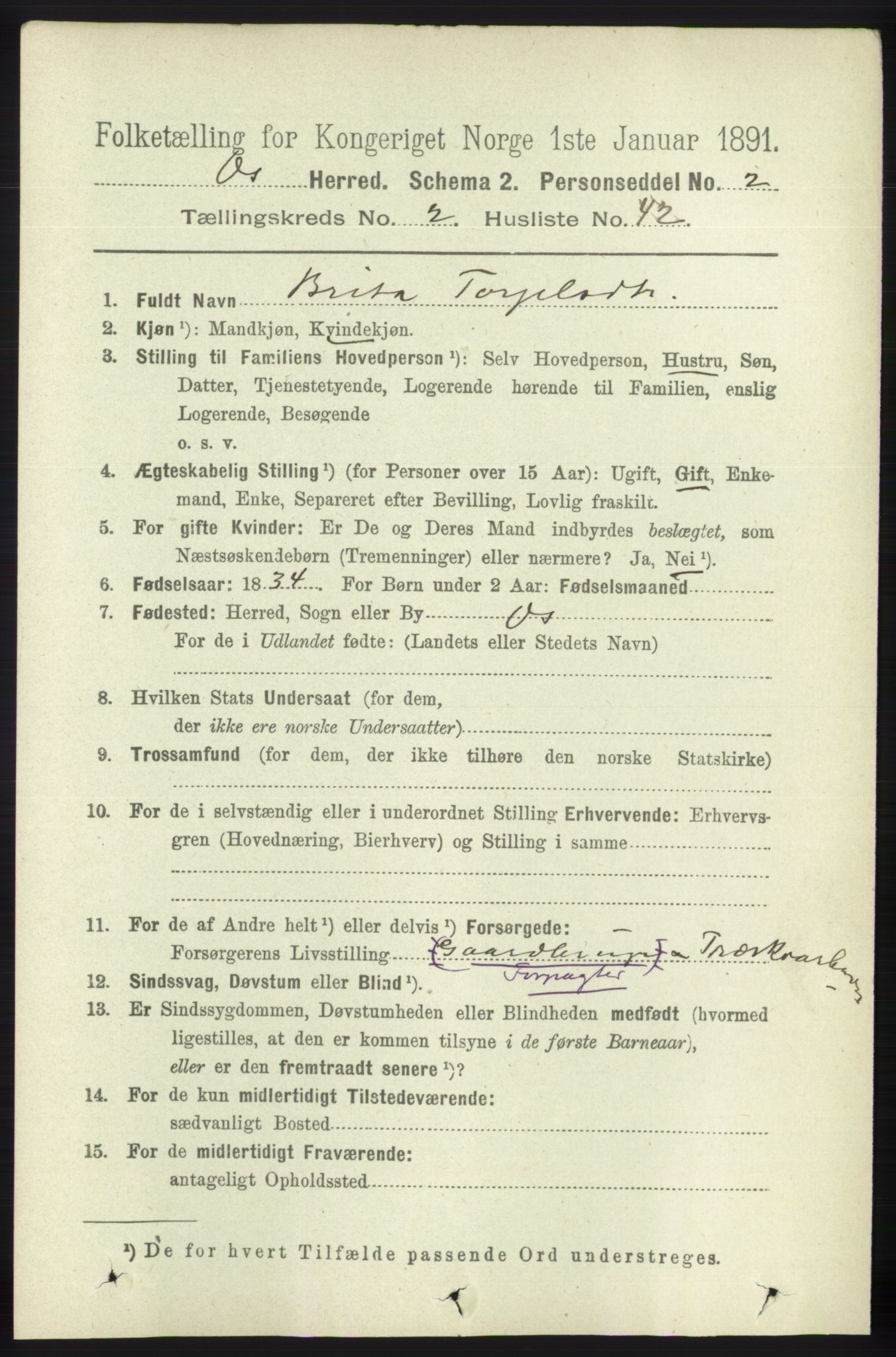 RA, 1891 census for 1243 Os, 1891, p. 671