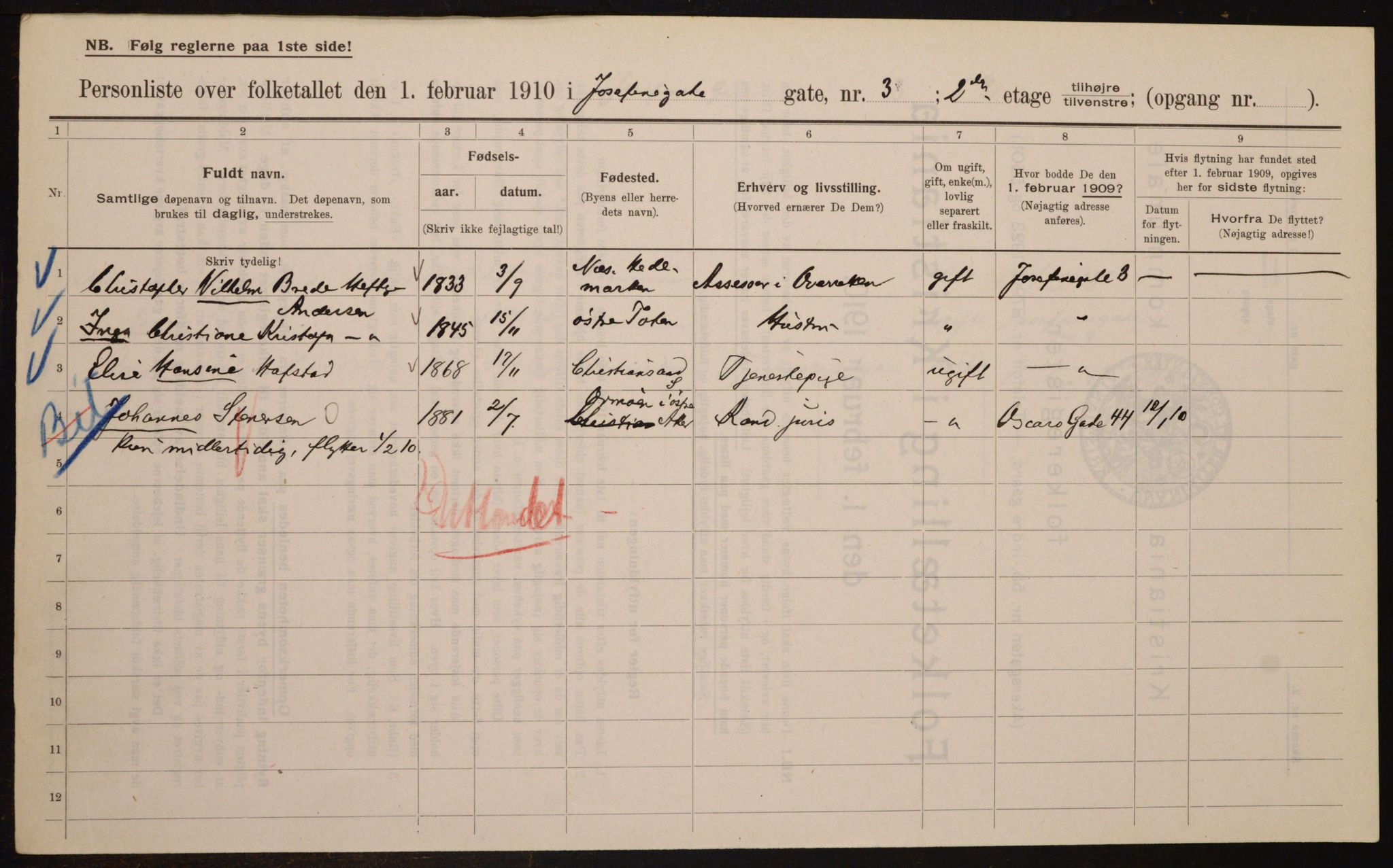 OBA, Municipal Census 1910 for Kristiania, 1910, p. 45990