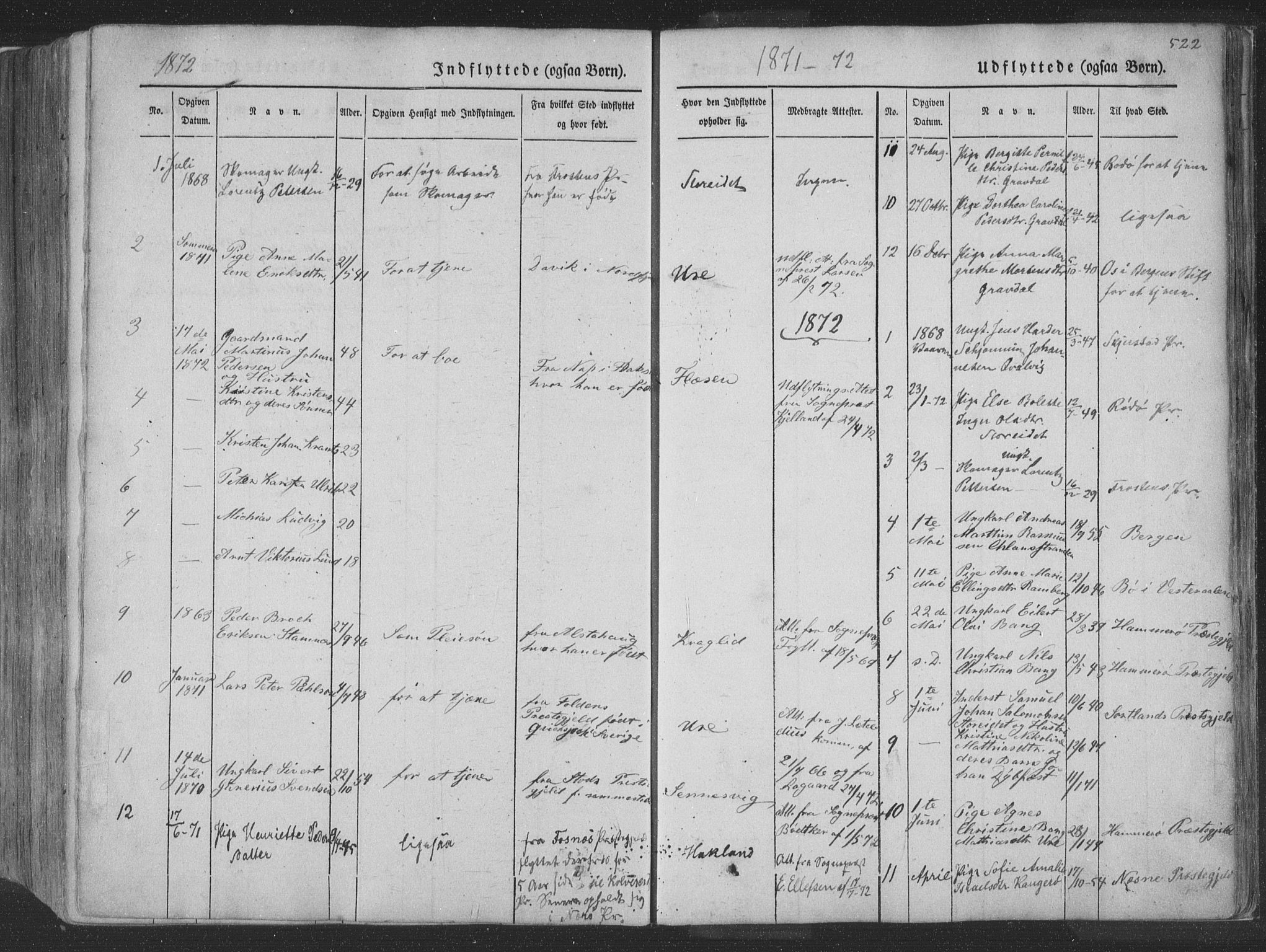 Ministerialprotokoller, klokkerbøker og fødselsregistre - Nordland, AV/SAT-A-1459/881/L1165: Parish register (copy) no. 881C02, 1854-1876, p. 522