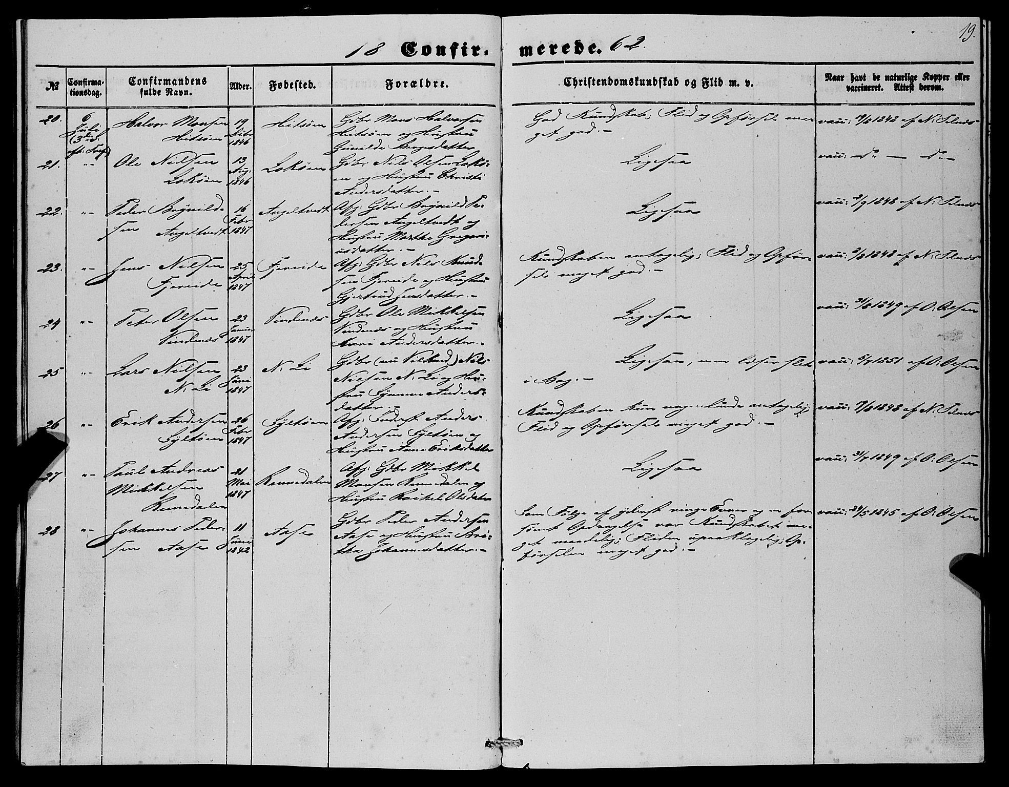 Fjell sokneprestembete, SAB/A-75301/H/Haa: Parish register (official) no. A 4, 1851-1870, p. 19