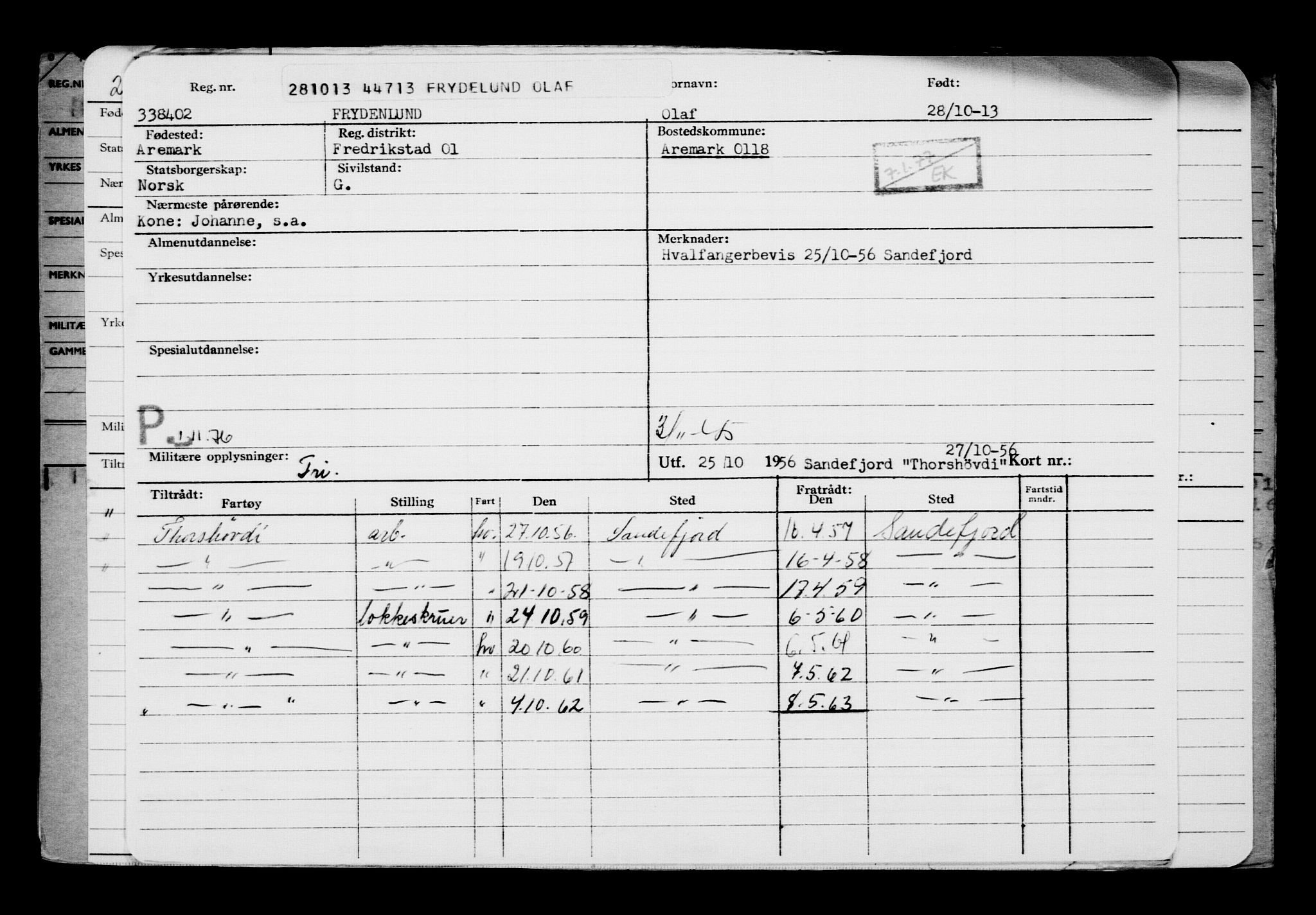 Direktoratet for sjømenn, AV/RA-S-3545/G/Gb/L0116: Hovedkort, 1913, p. 261