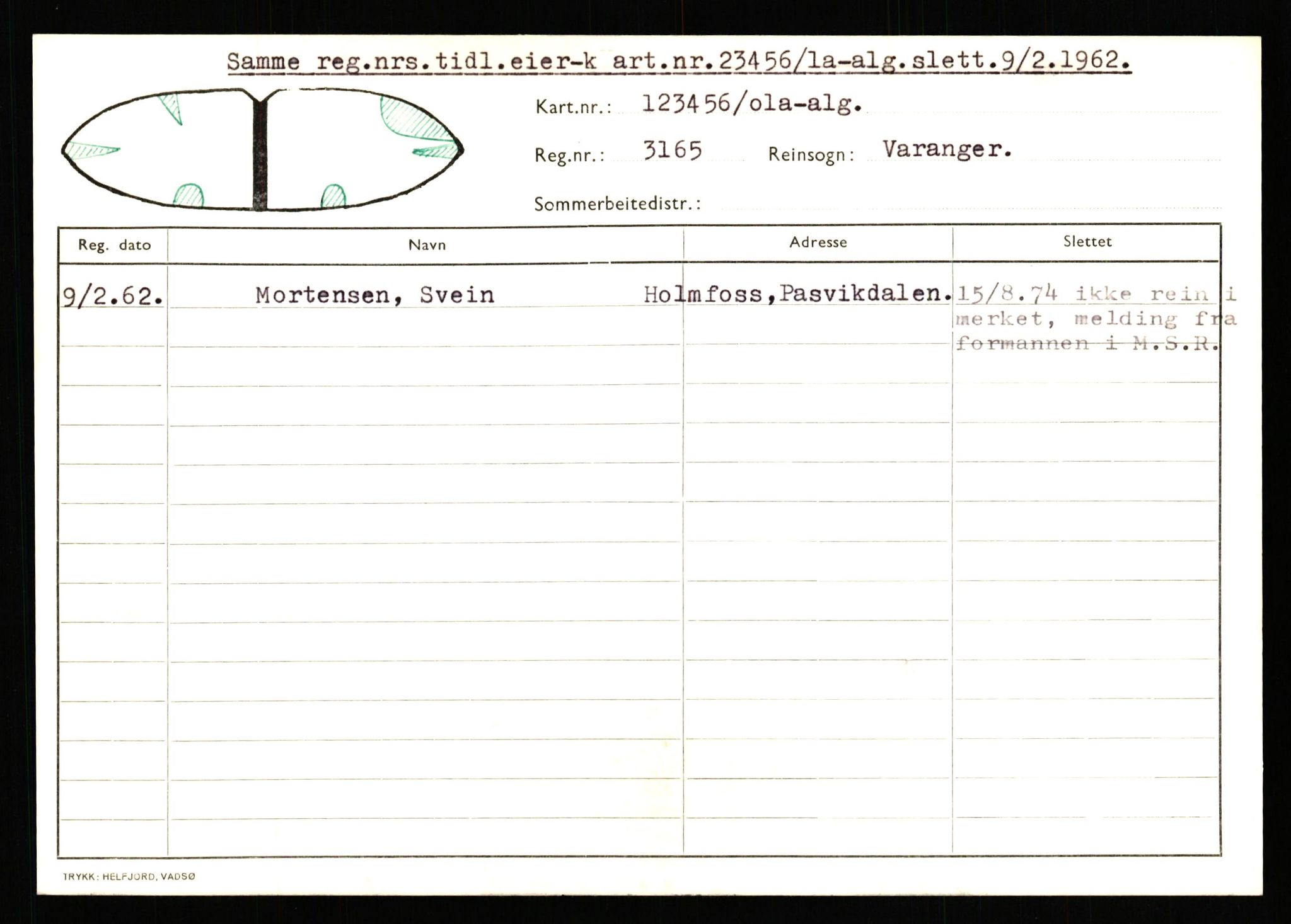 Lappefogden i Finnmark/Reindriftsforvaltningen Øst-Finnmark, AV/SATØ-S-1461/G/Ge/Gea/L0007: Slettede reinmerker: Karasjok, Kautokeino, Polmak og Varanger, 1934-1992, p. 496