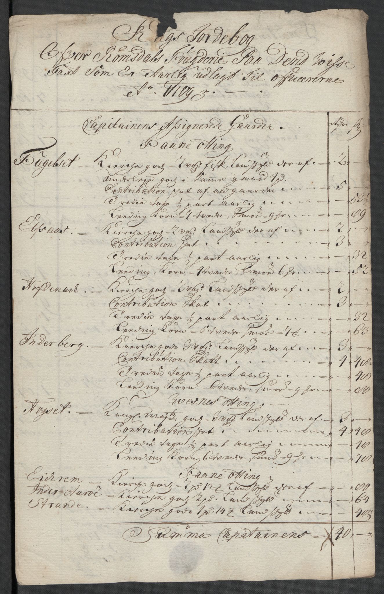 Rentekammeret inntil 1814, Reviderte regnskaper, Fogderegnskap, RA/EA-4092/R55/L3659: Fogderegnskap Romsdal, 1709-1710, p. 157