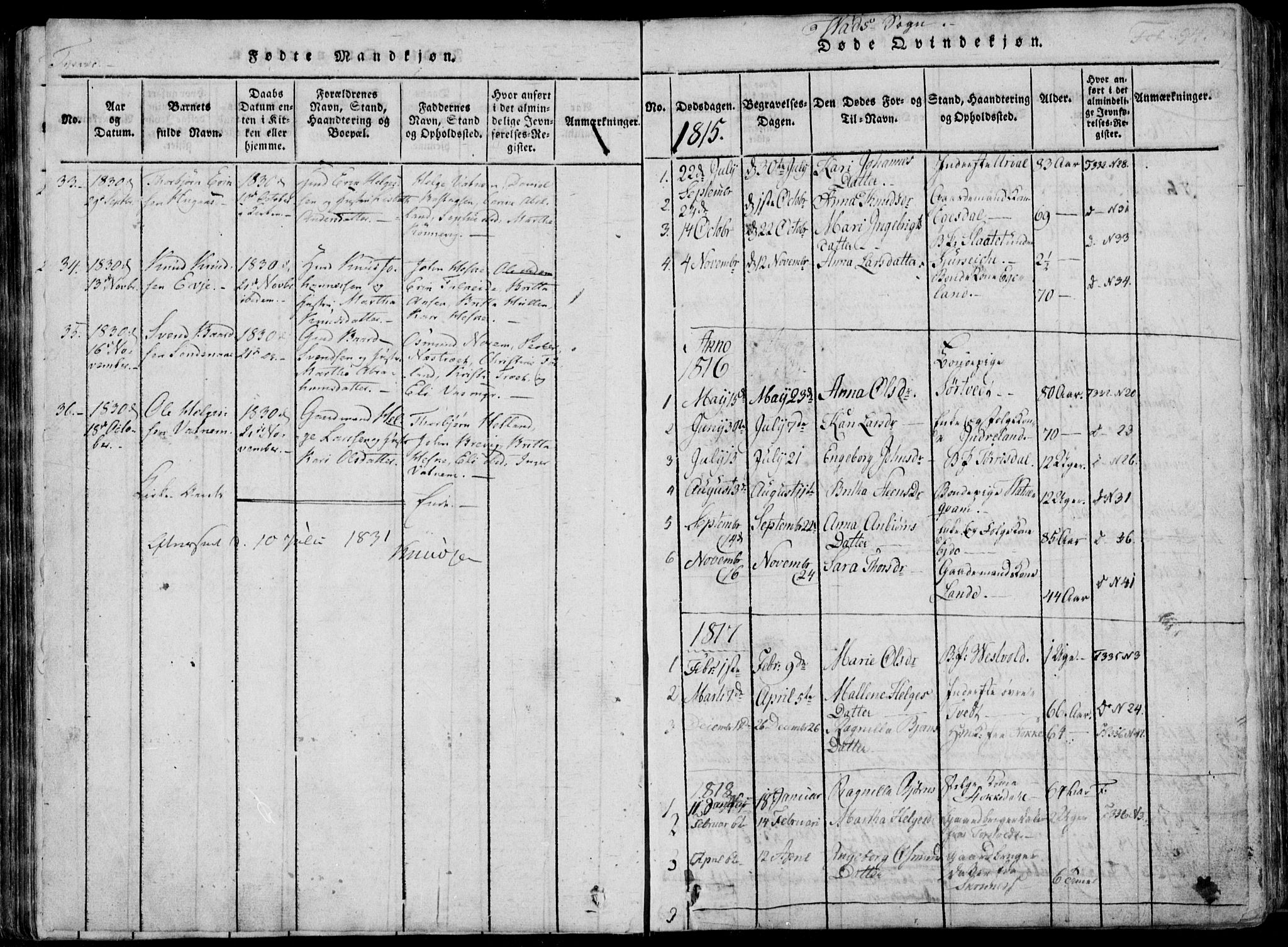 Skjold sokneprestkontor, SAST/A-101847/H/Ha/Haa/L0004: Parish register (official) no. A 4 /2, 1815-1830, p. 94