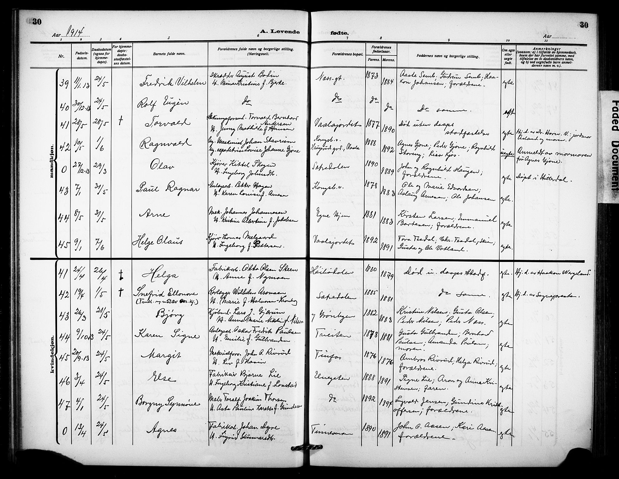 Notodden kirkebøker, AV/SAKO-A-290/G/Ga/L0001: Parish register (copy) no. 1, 1912-1923, p. 30