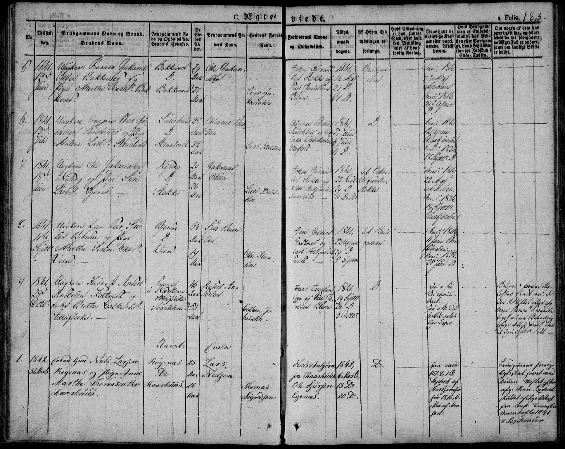 Skjold sokneprestkontor, AV/SAST-A-101847/H/Ha/Haa/L0005: Parish register (official) no. A 5, 1830-1856, p. 163