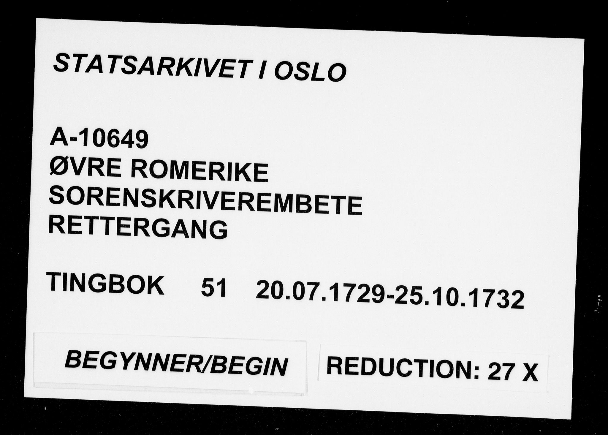 Øvre Romerike sorenskriveri, AV/SAO-A-10649/F/Fb/L0051: Tingbok 51, 1729-1732