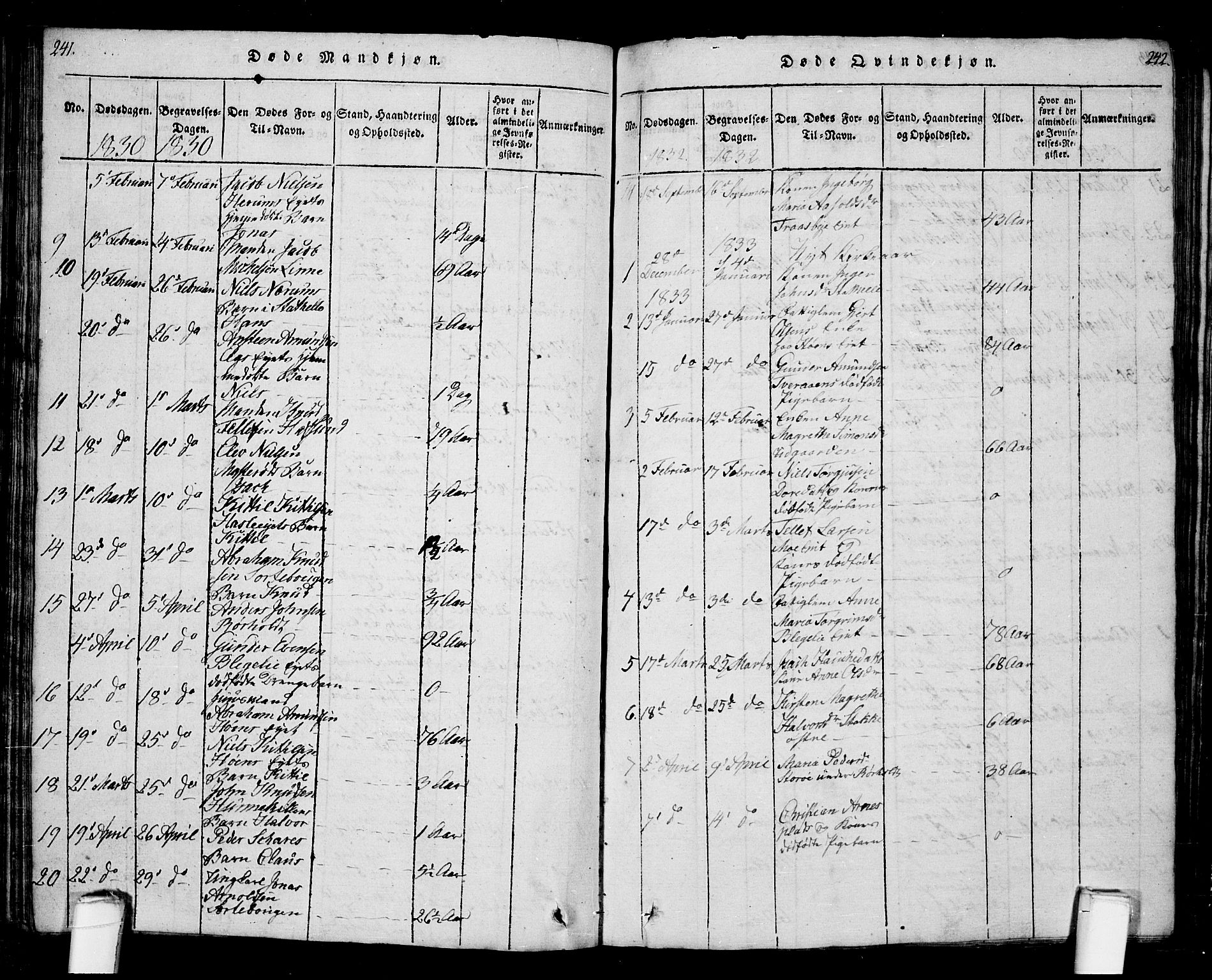 Bamble kirkebøker, AV/SAKO-A-253/G/Ga/L0005: Parish register (copy) no. I 5, 1814-1855, p. 241-242