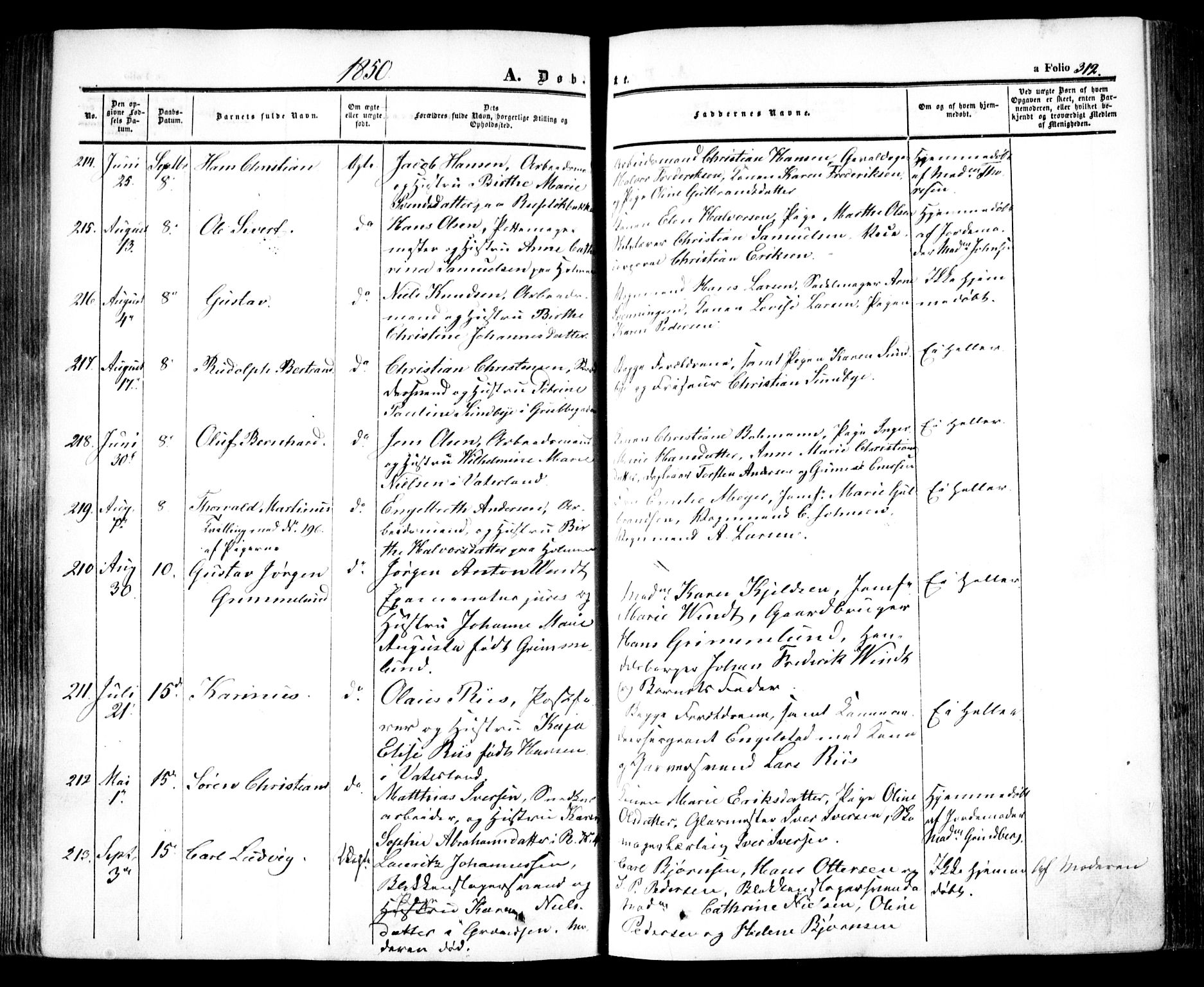 Oslo domkirke Kirkebøker, SAO/A-10752/F/Fa/L0013: Parish register (official) no. 13, 1844-1864, p. 312