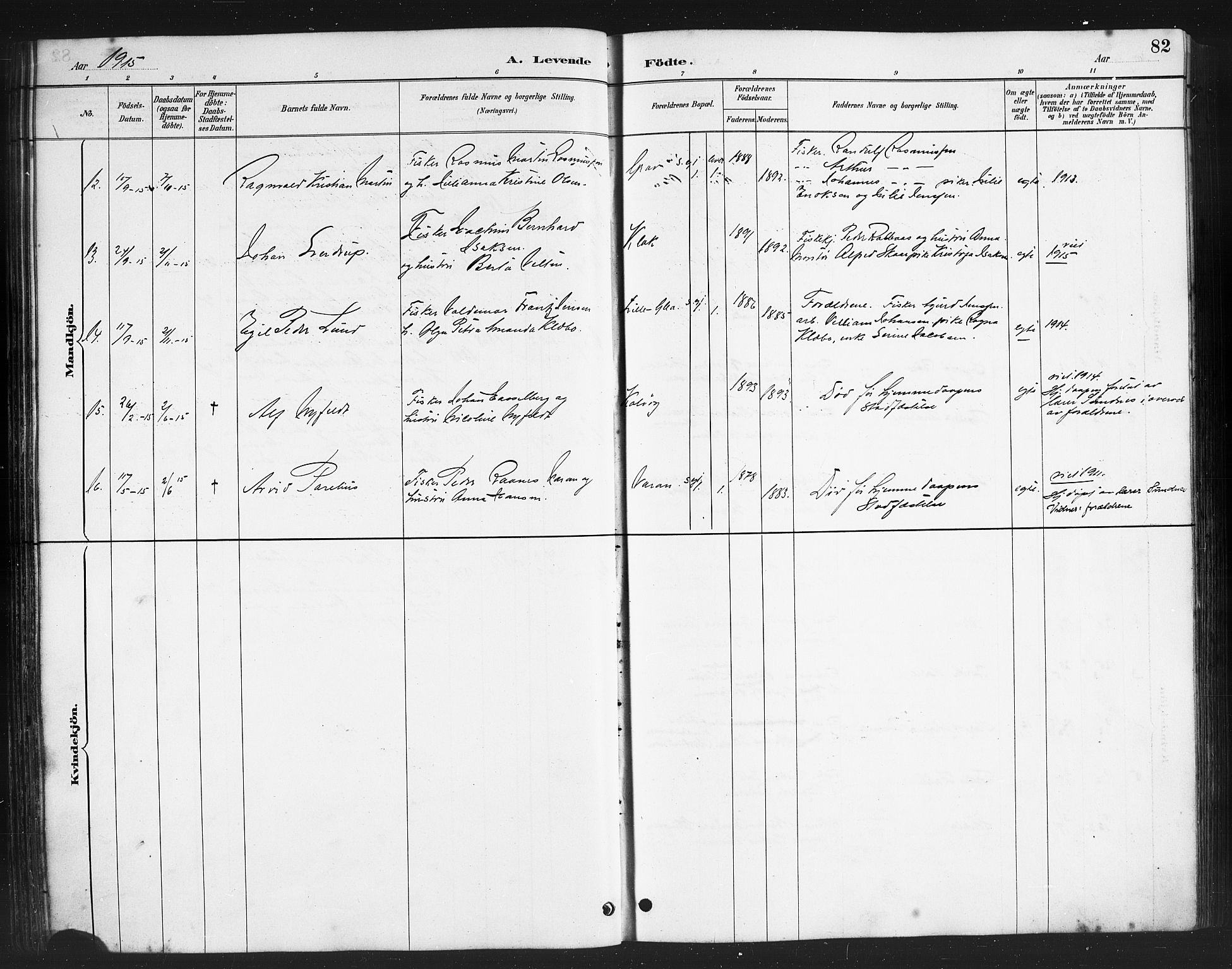 Ministerialprotokoller, klokkerbøker og fødselsregistre - Nordland, AV/SAT-A-1459/808/L0131: Parish register (copy) no. 808C02, 1879-1919, p. 82