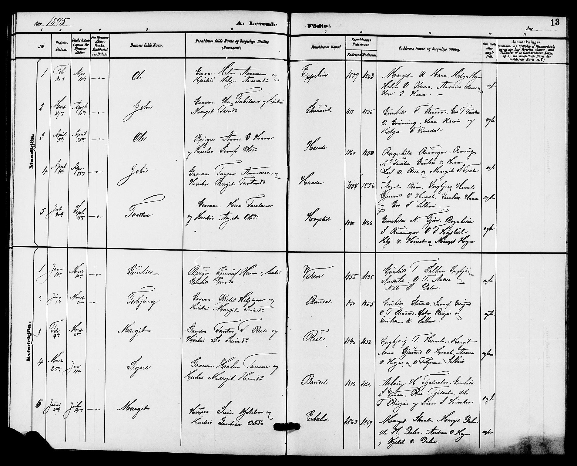 Hjartdal kirkebøker, SAKO/A-270/G/Gc/L0003: Parish register (copy) no. III 3, 1890-1907, p. 13