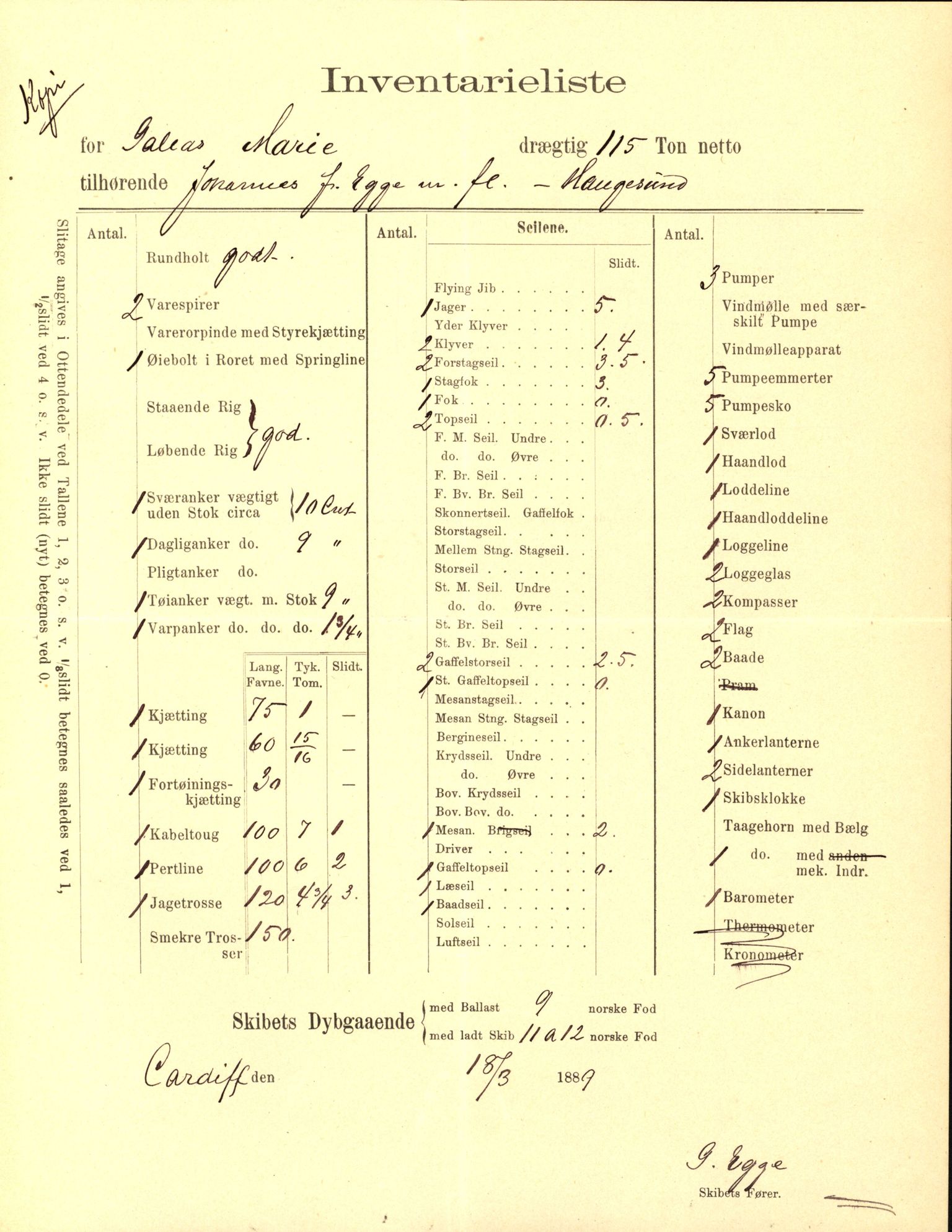 Pa 63 - Østlandske skibsassuranceforening, VEMU/A-1079/G/Ga/L0022/0008: Havaridokumenter / Magna av Haugesund, Marie, Mars, Mary, Mizpa, 1888, p. 7