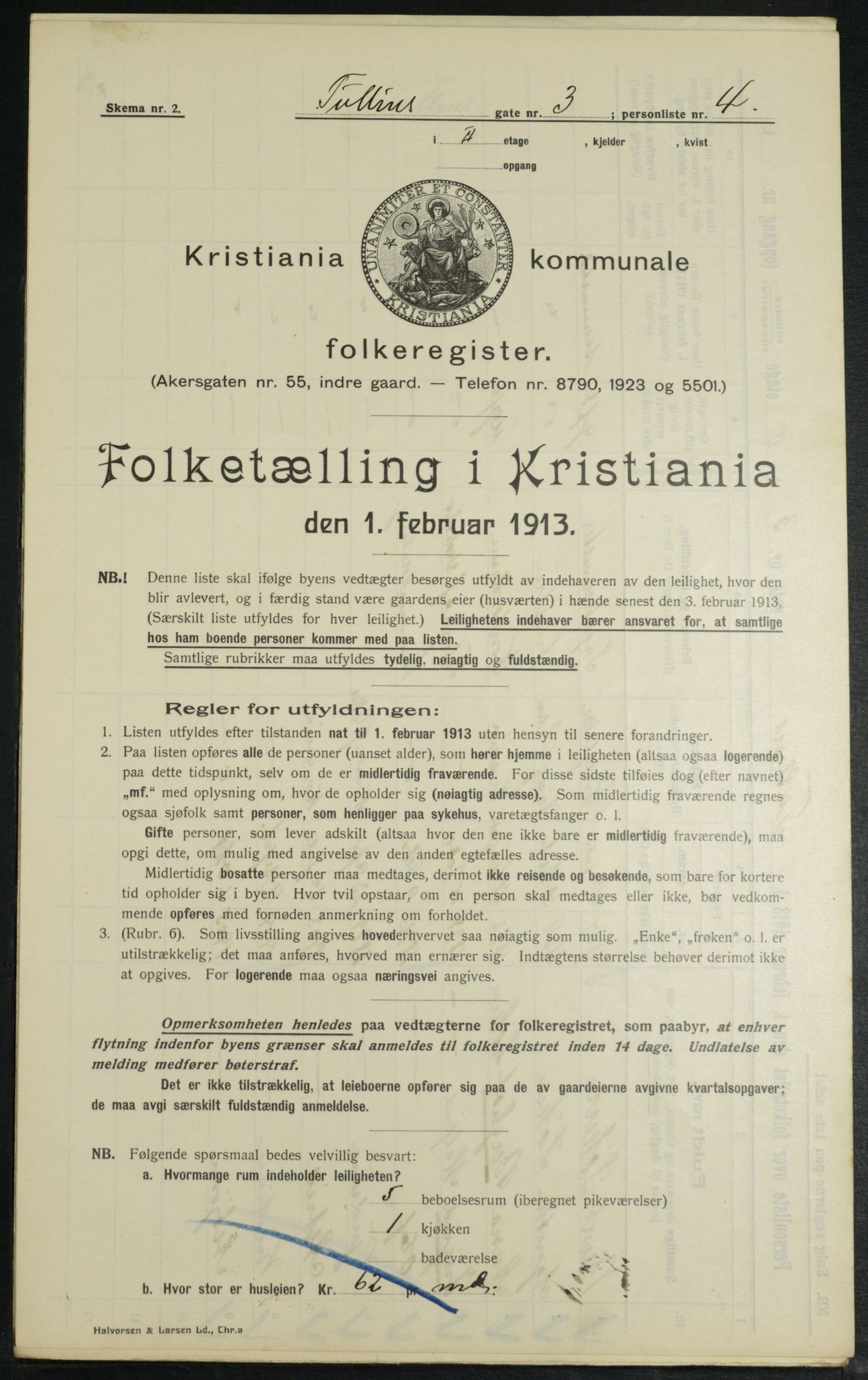 OBA, Municipal Census 1913 for Kristiania, 1913, p. 117345