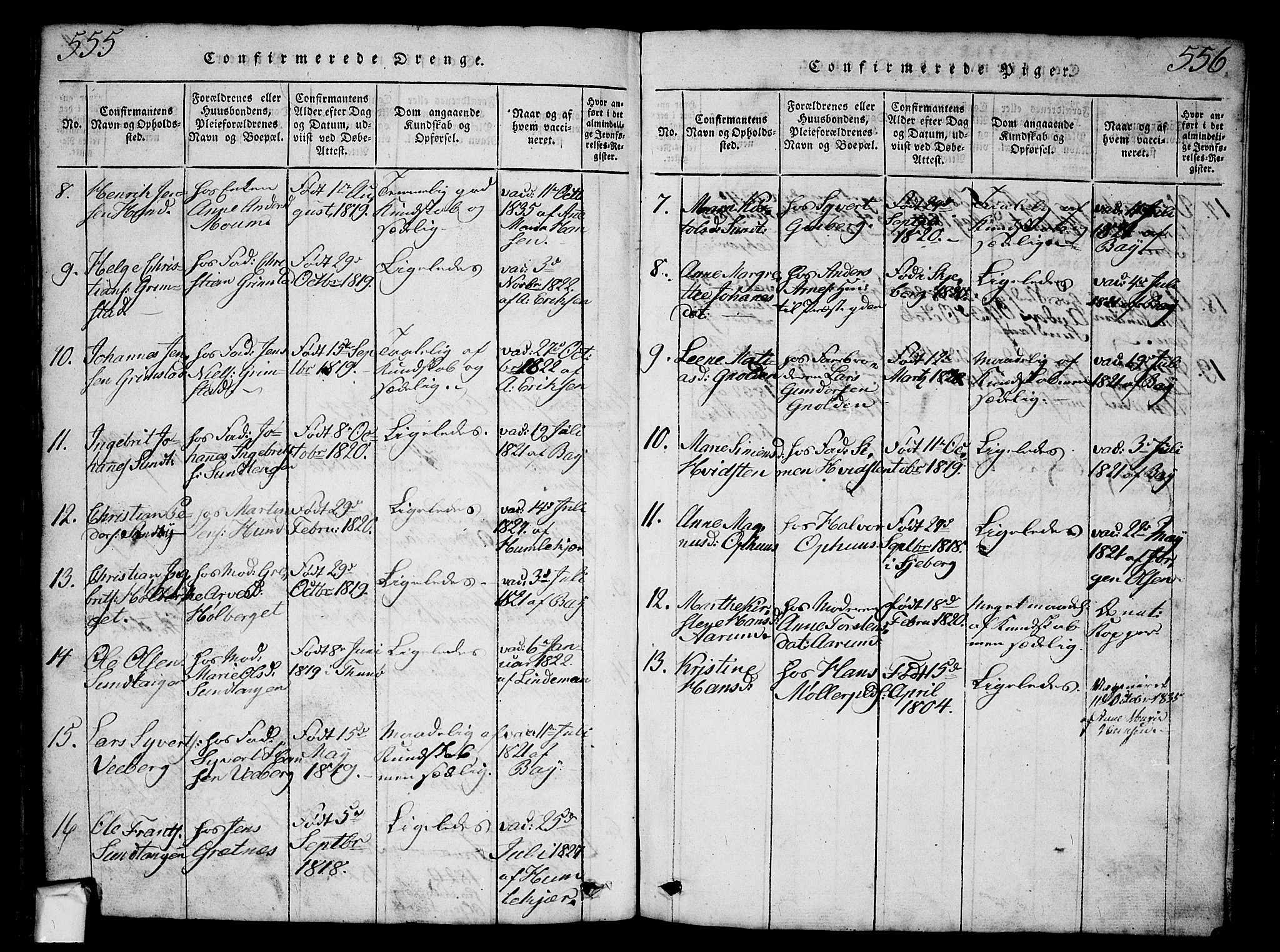 Borge prestekontor Kirkebøker, AV/SAO-A-10903/G/Ga/L0001: Parish register (copy) no.  I 1, 1815-1835, p. 555-556
