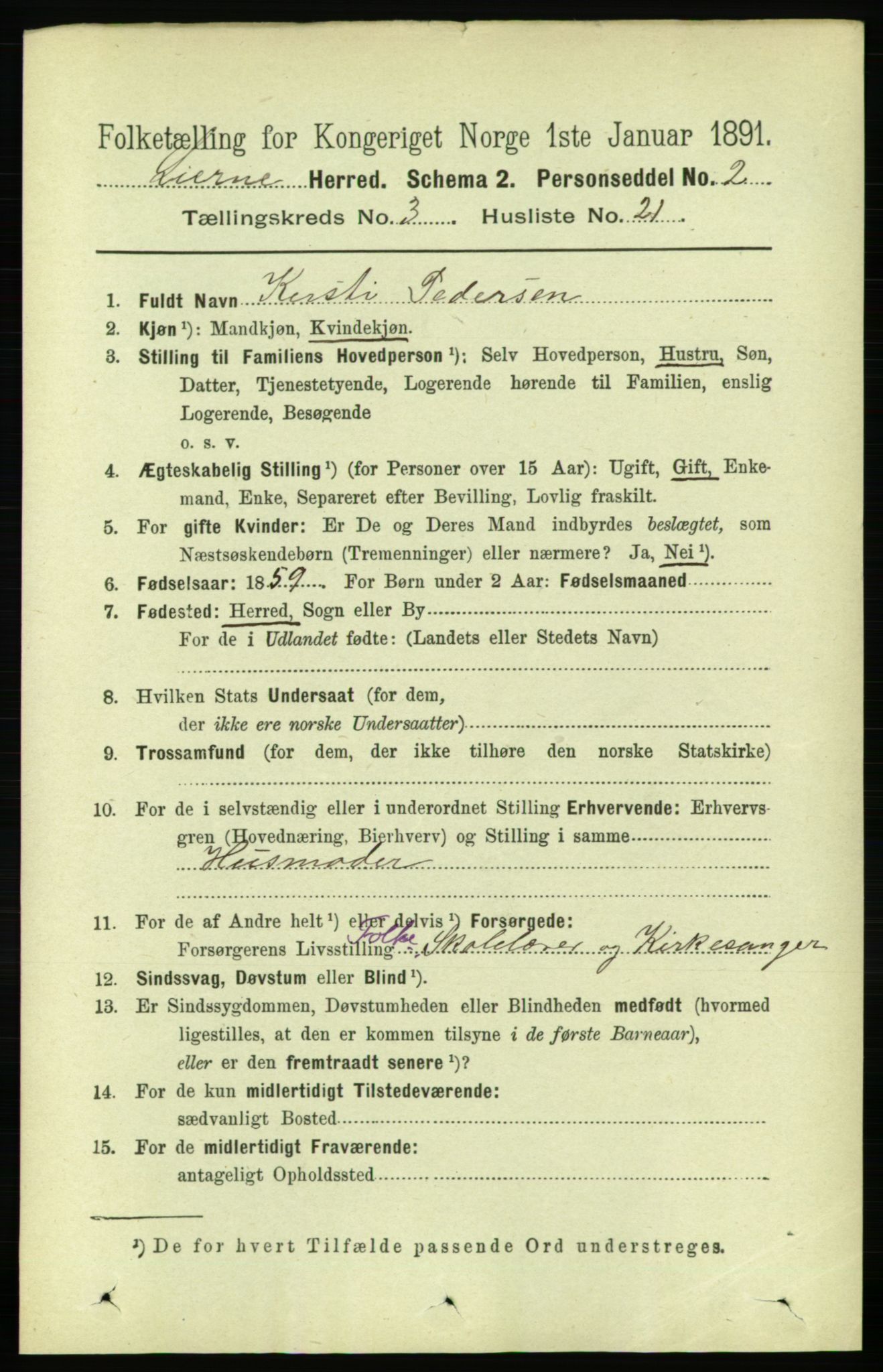 RA, 1891 census for 1737 Lierne, 1891, p. 940