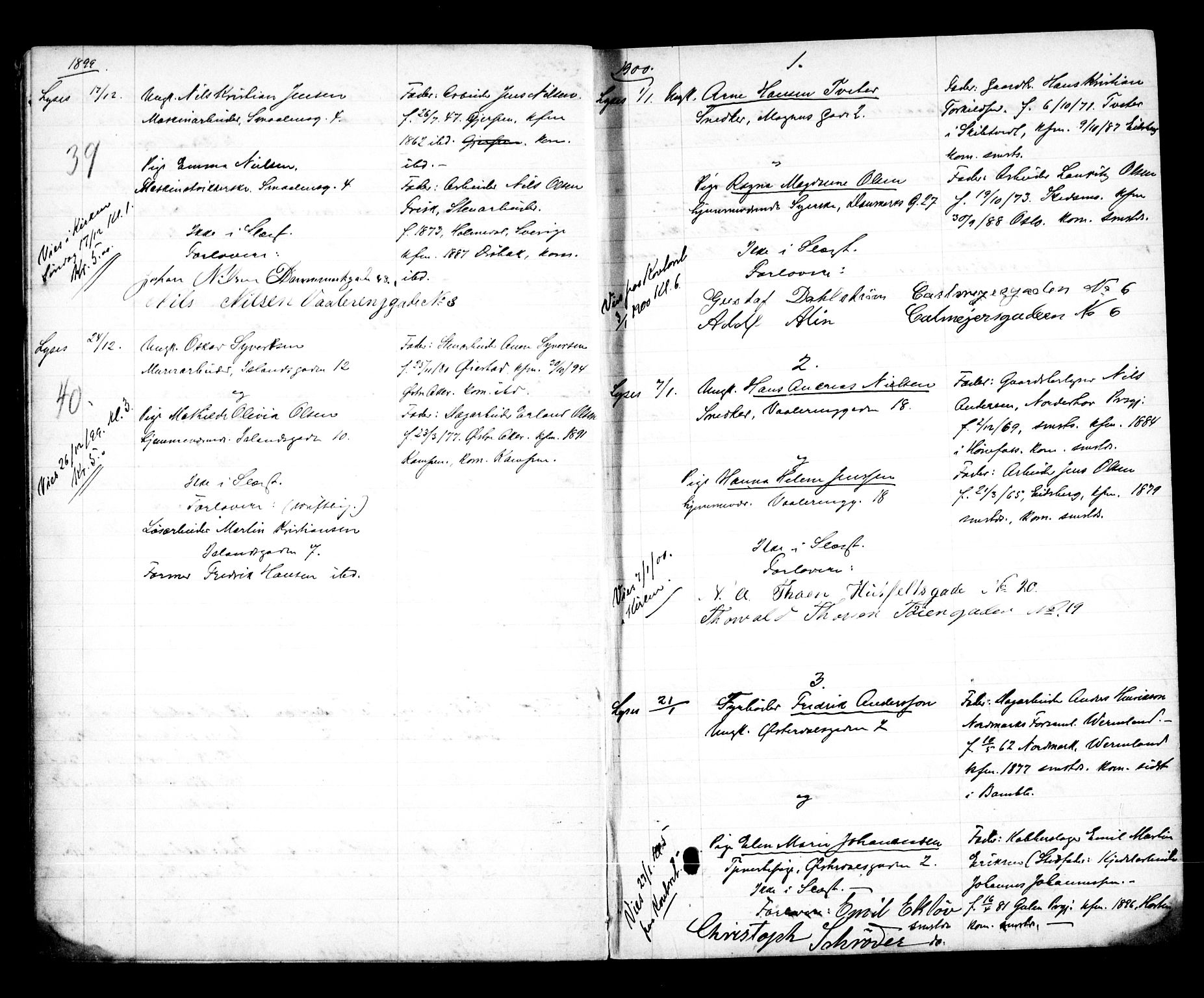 Vålerengen prestekontor Kirkebøker, AV/SAO-A-10878/H/Ha/L0001: Banns register no. 1, 1899-1910