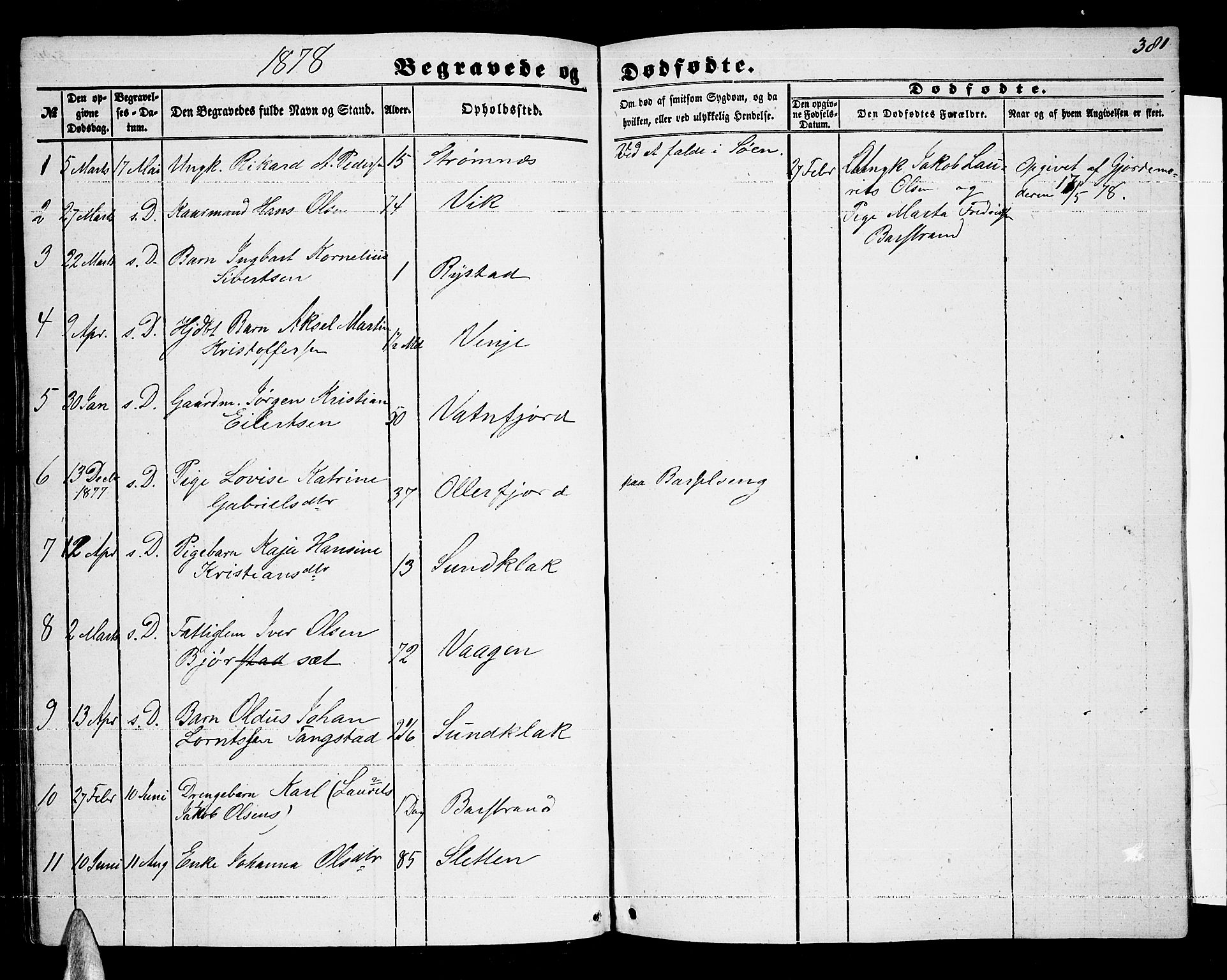 Ministerialprotokoller, klokkerbøker og fødselsregistre - Nordland, AV/SAT-A-1459/876/L1102: Parish register (copy) no. 876C01, 1852-1886, p. 381