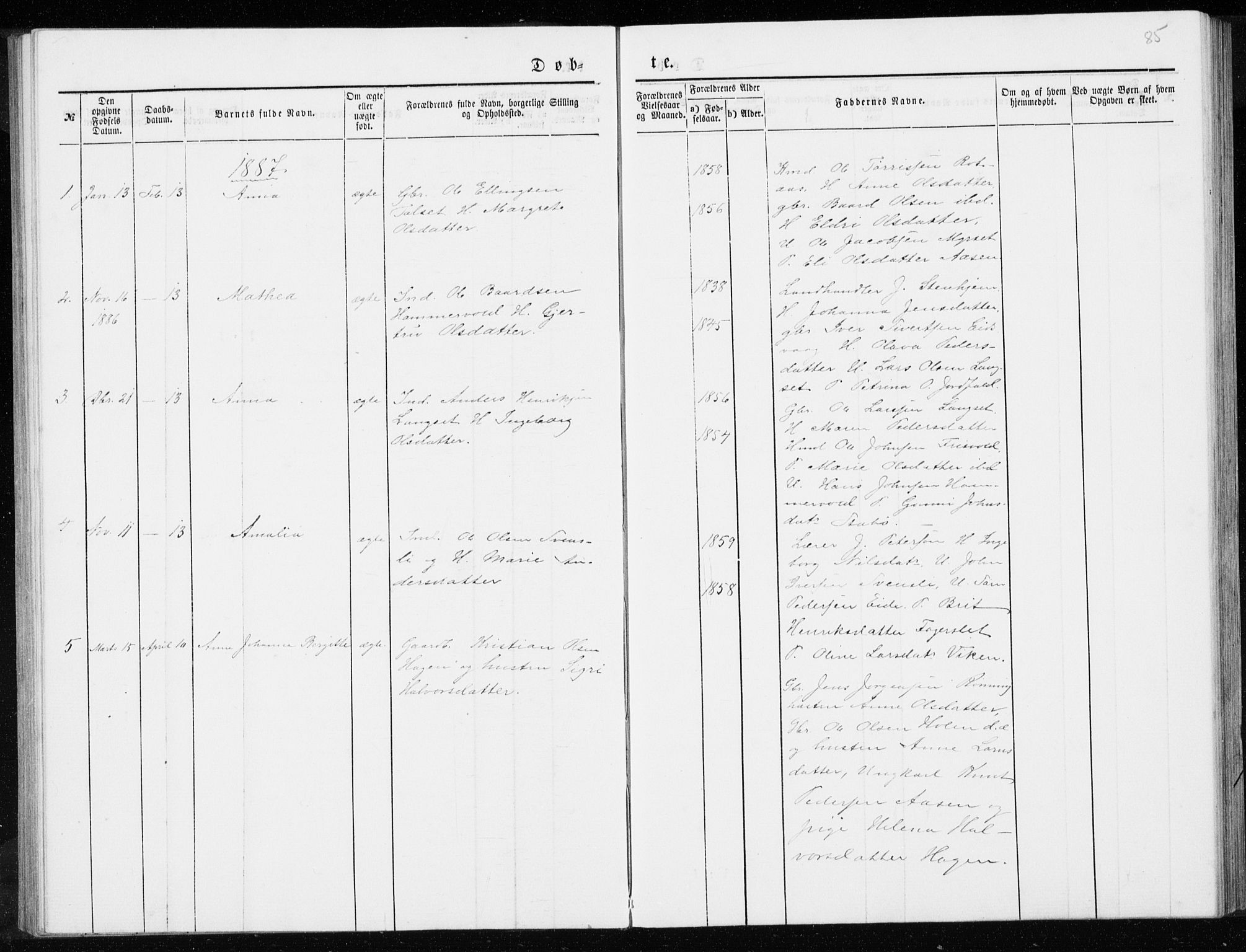 Ministerialprotokoller, klokkerbøker og fødselsregistre - Møre og Romsdal, AV/SAT-A-1454/551/L0631: Parish register (copy) no. 551C03, 1886-1894, p. 85