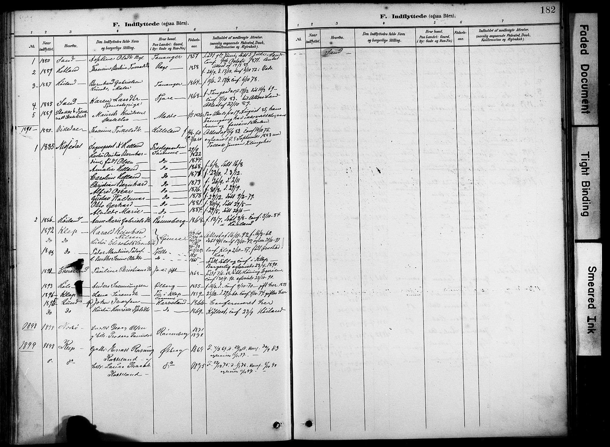 Håland sokneprestkontor, SAST/A-101802/001/30BA/L0012: Parish register (official) no. A 11, 1889-1900, p. 182