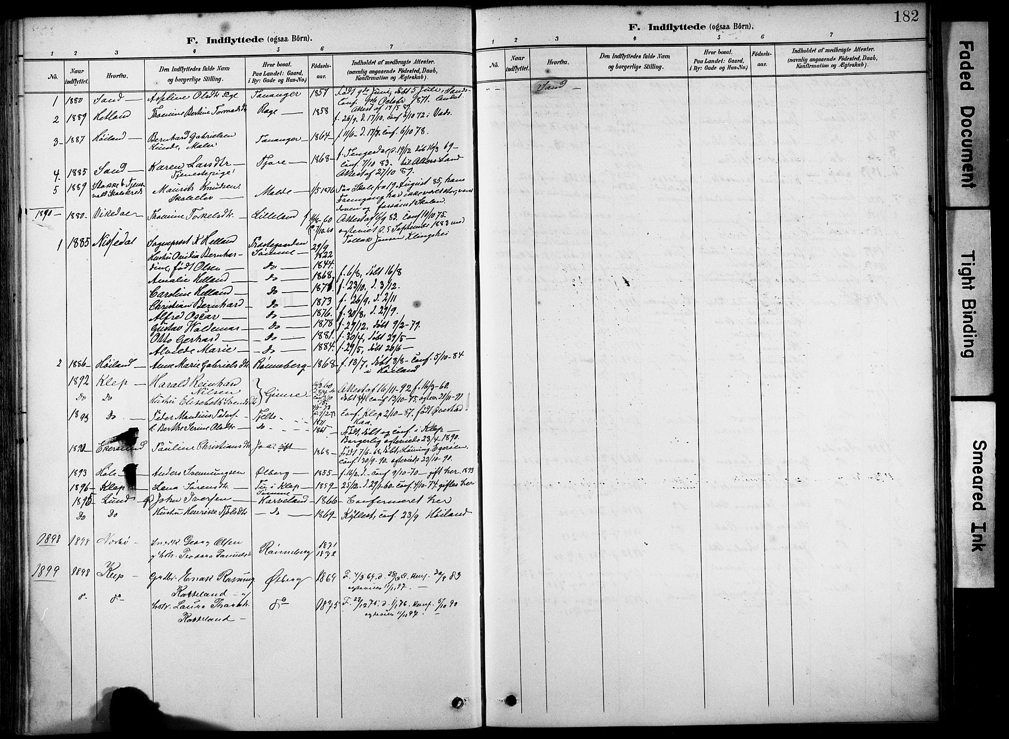 Håland sokneprestkontor, AV/SAST-A-101802/001/30BA/L0012: Parish register (official) no. A 11, 1889-1900, p. 182