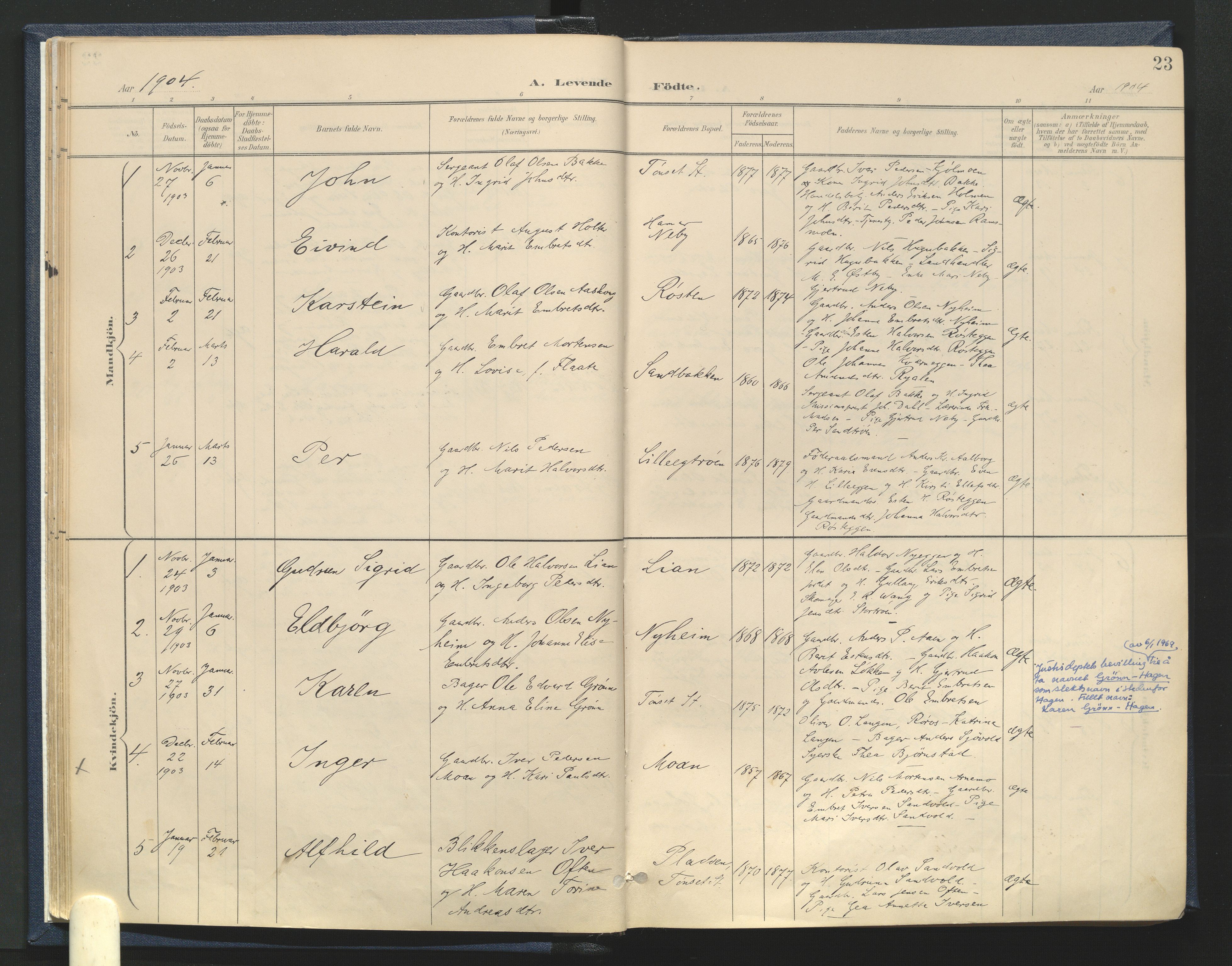 Tynset prestekontor, SAH/PREST-058/H/Ha/Haa/L0025: Parish register (official) no. 25, 1900-1914, p. 23