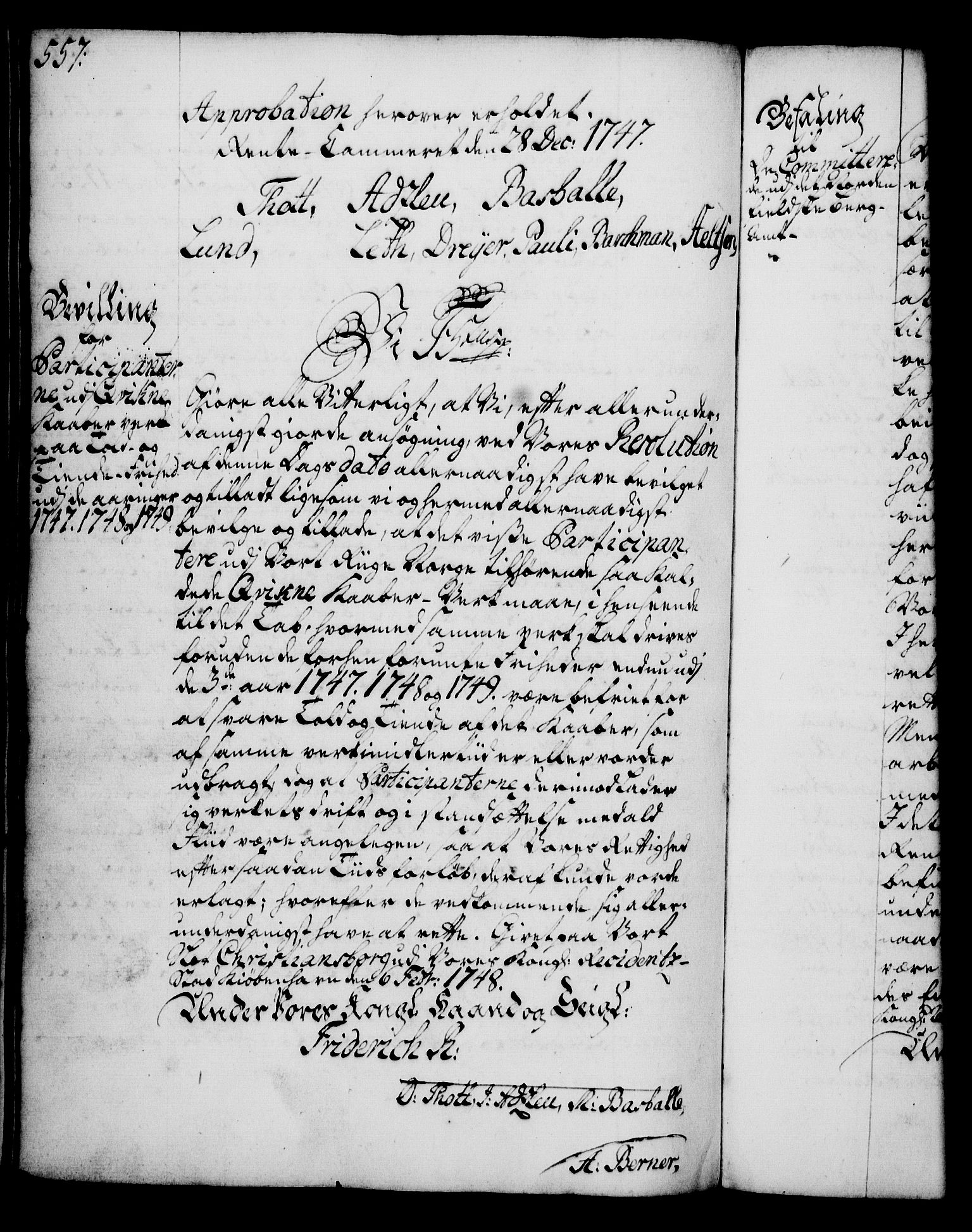 Rentekammeret, Kammerkanselliet, RA/EA-3111/G/Gg/Gga/L0005: Norsk ekspedisjonsprotokoll med register (merket RK 53.5), 1741-1749, p. 557