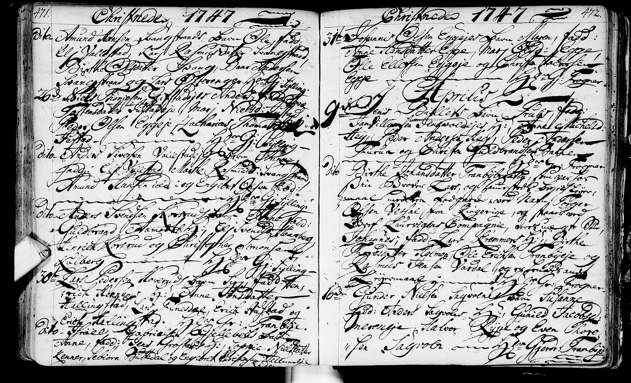 Lier kirkebøker, AV/SAKO-A-230/F/Fa/L0003: Parish register (official) no. I 3, 1727-1748, p. 471-472