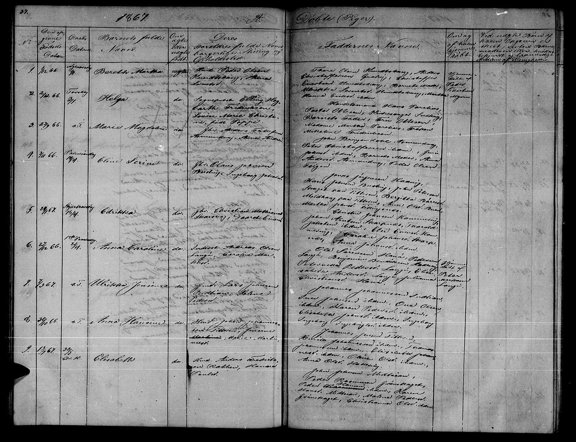 Ministerialprotokoller, klokkerbøker og fødselsregistre - Sør-Trøndelag, SAT/A-1456/634/L0539: Parish register (copy) no. 634C01, 1866-1873, p. 37
