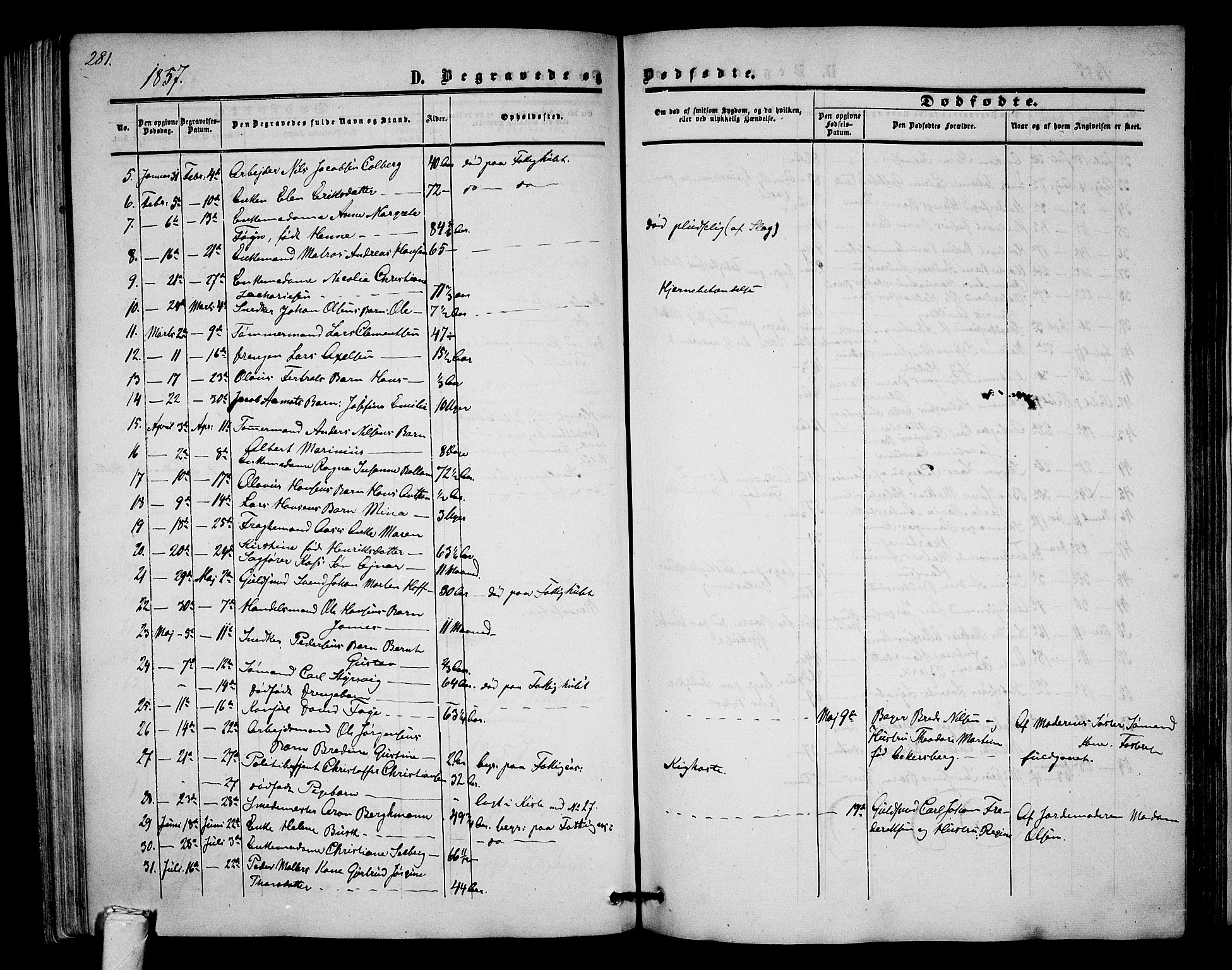 Tønsberg kirkebøker, AV/SAKO-A-330/G/Ga/L0003: Parish register (copy) no. 3, 1855-1864, p. 281