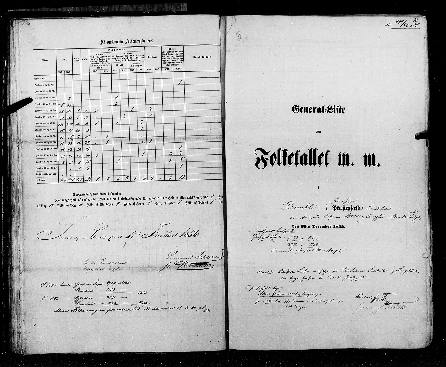 RA, Census 1855, vol. 3: Bratsberg amt, Nedenes amt og Lister og Mandal amt, 1855, p. 13