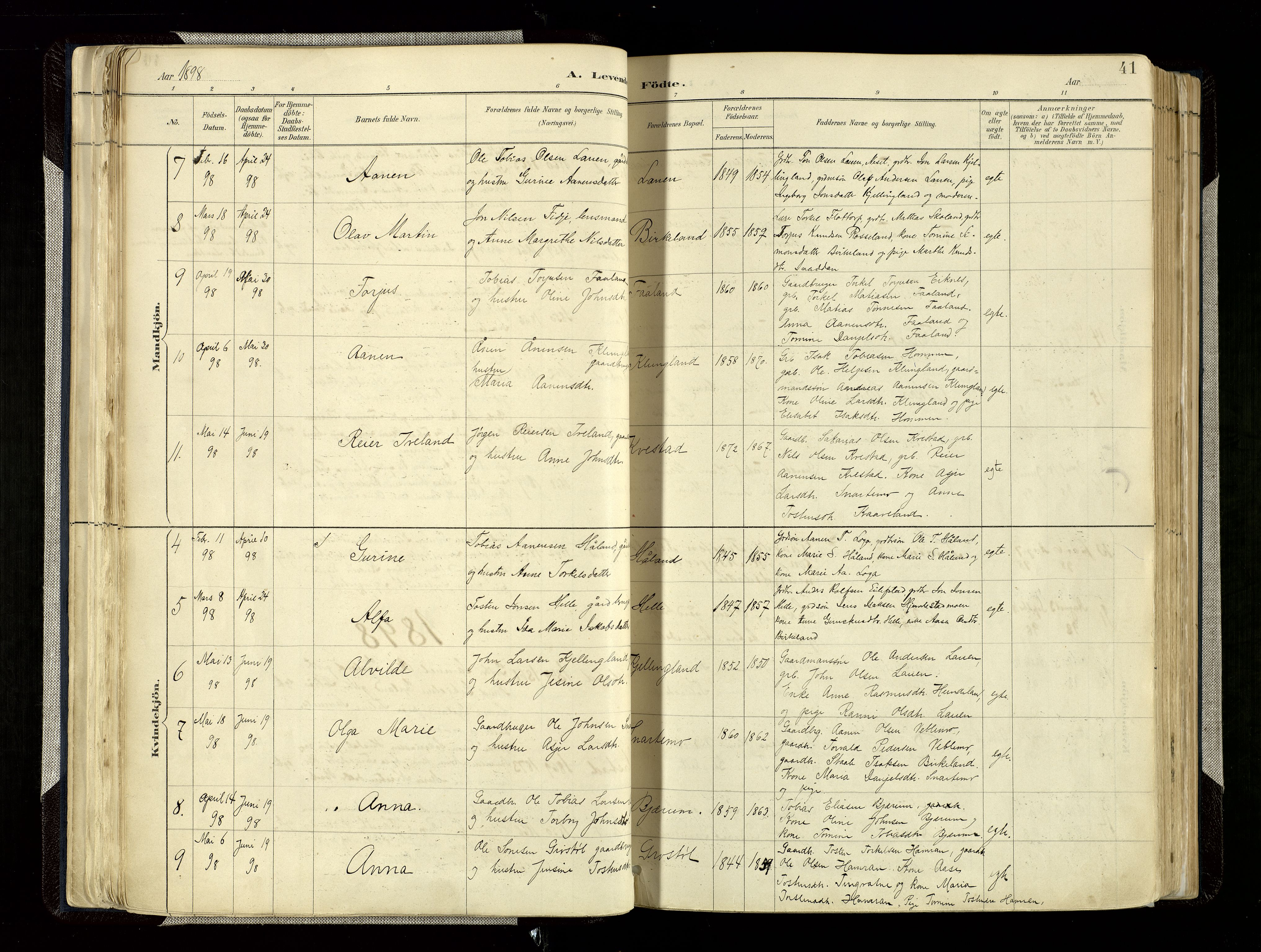 Hægebostad sokneprestkontor, SAK/1111-0024/F/Fa/Faa/L0006: Parish register (official) no. A 6, 1887-1929, p. 41