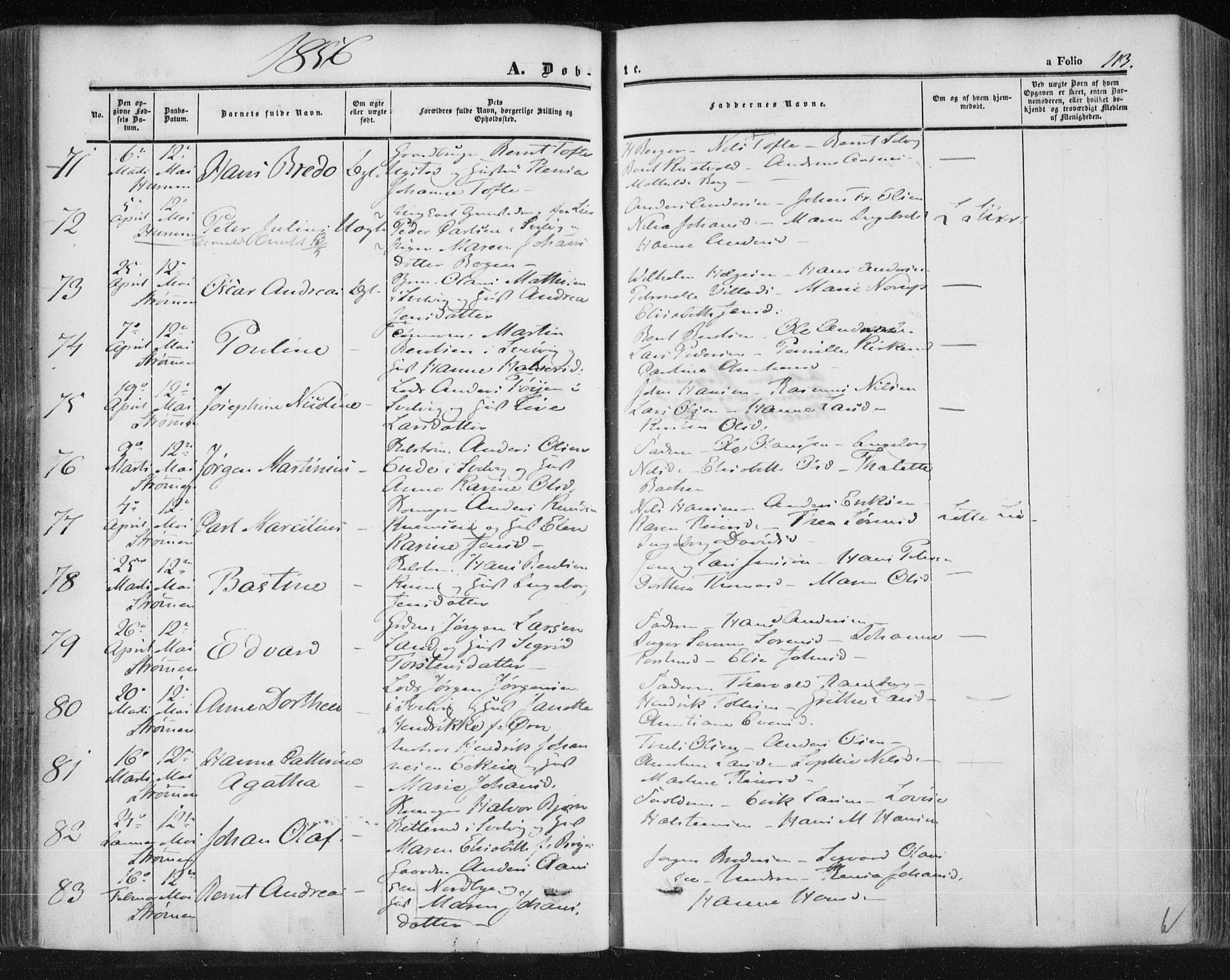 Hurum kirkebøker, SAKO/A-229/F/Fa/L0011: Parish register (official) no. 11, 1847-1860, p. 113